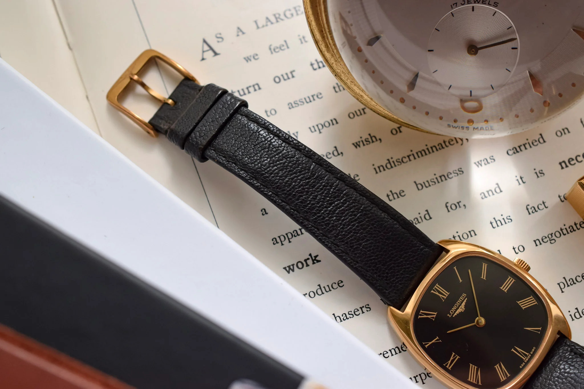1970s Longines Mechanical Gilt Roman Dial Tonneau - Image 6
