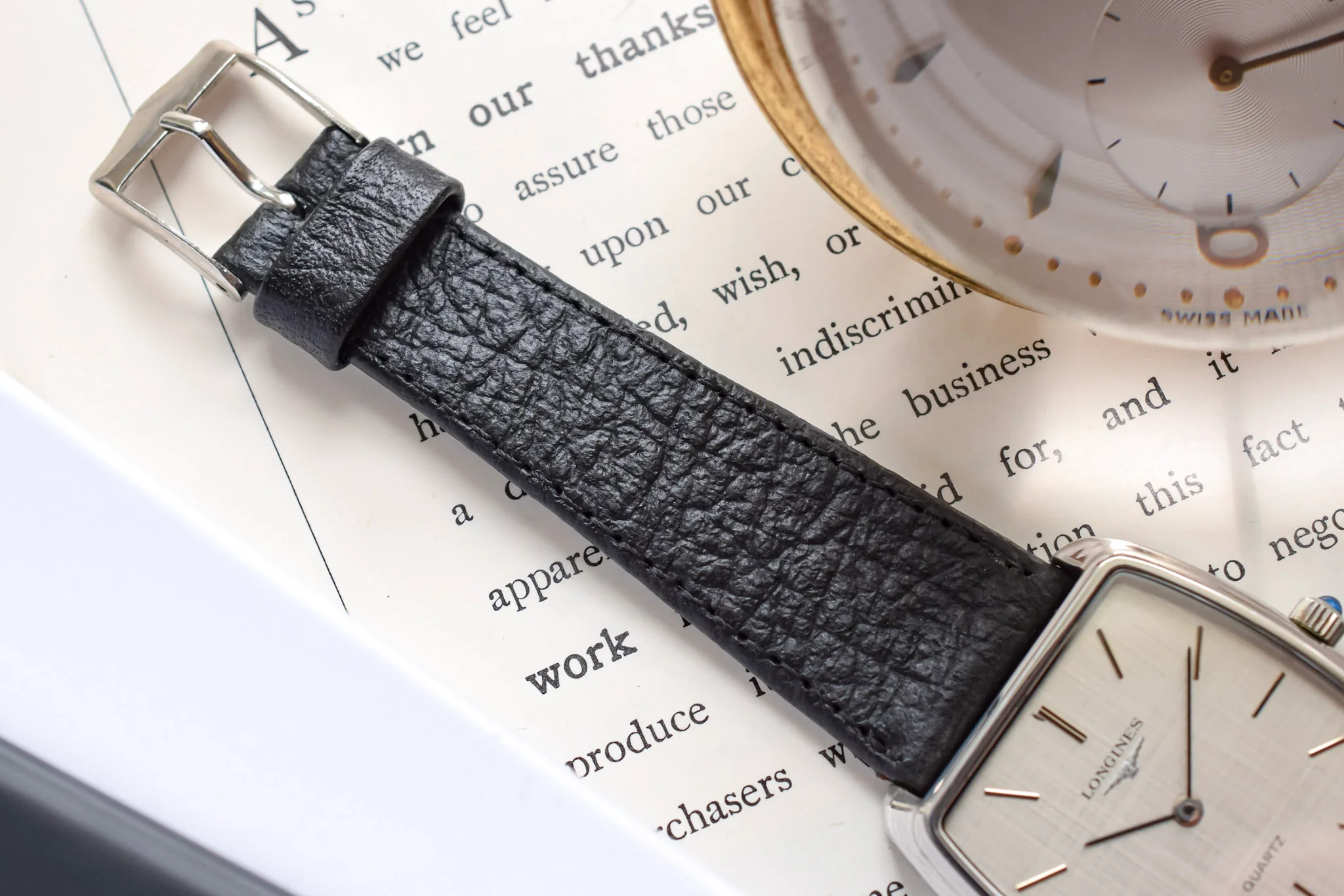 1970s Longines Steel Linen Dial Quartz Square Cushion - Image 7