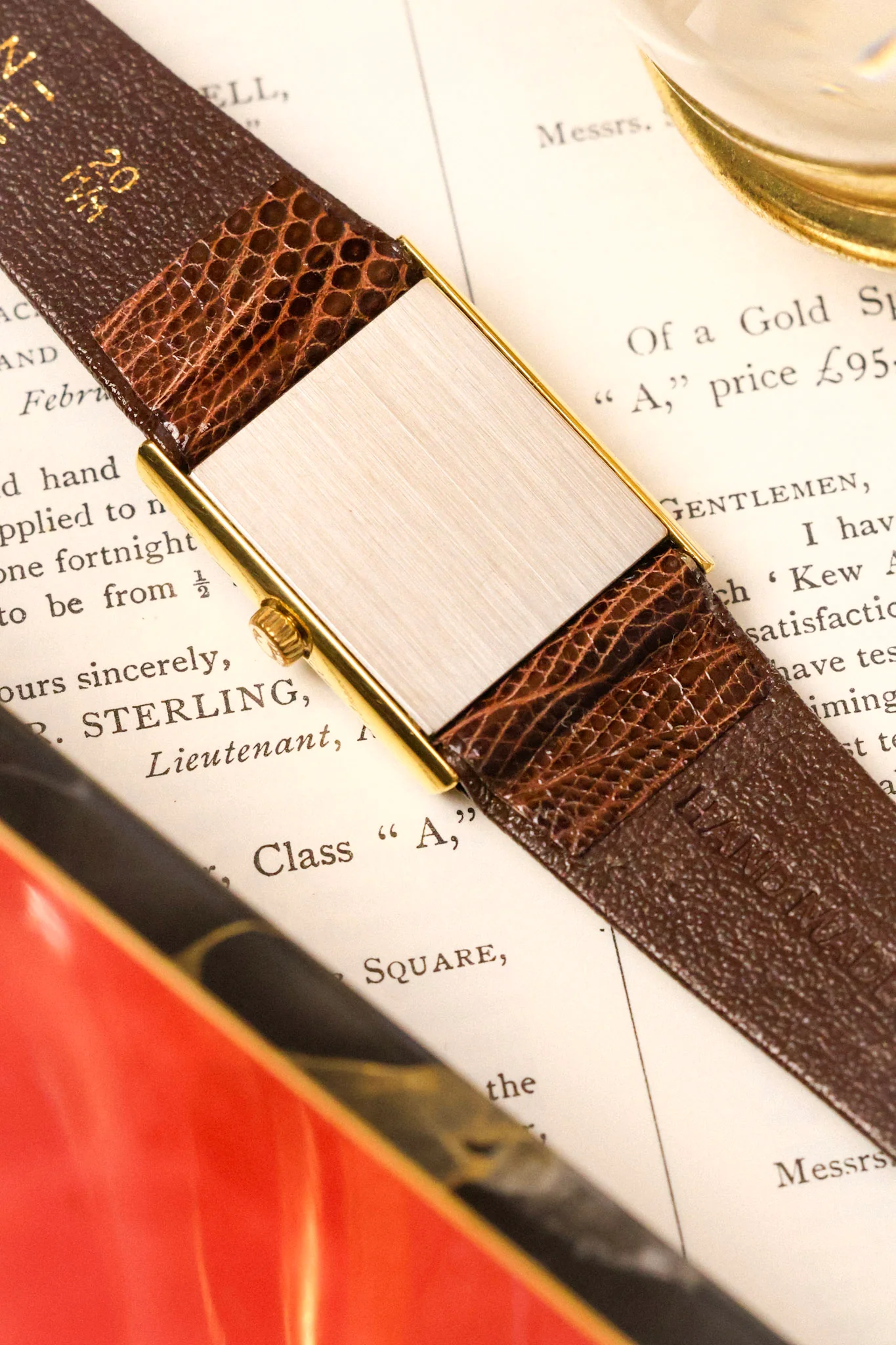 1970s Omega De Ville Gold Plated Chocolate Quadrant Tank - Image 13
