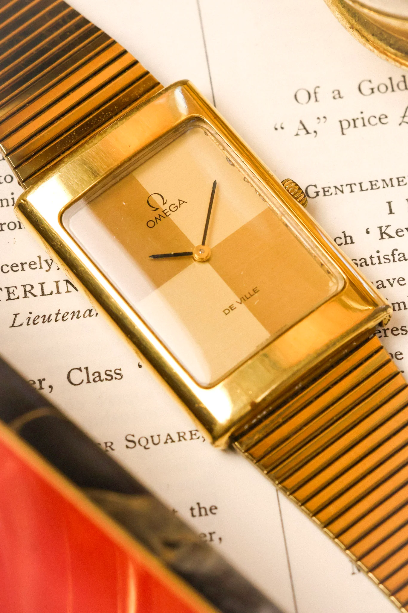 1970s Omega De Ville Golden Quadrant Jumbo Tank - Image 3