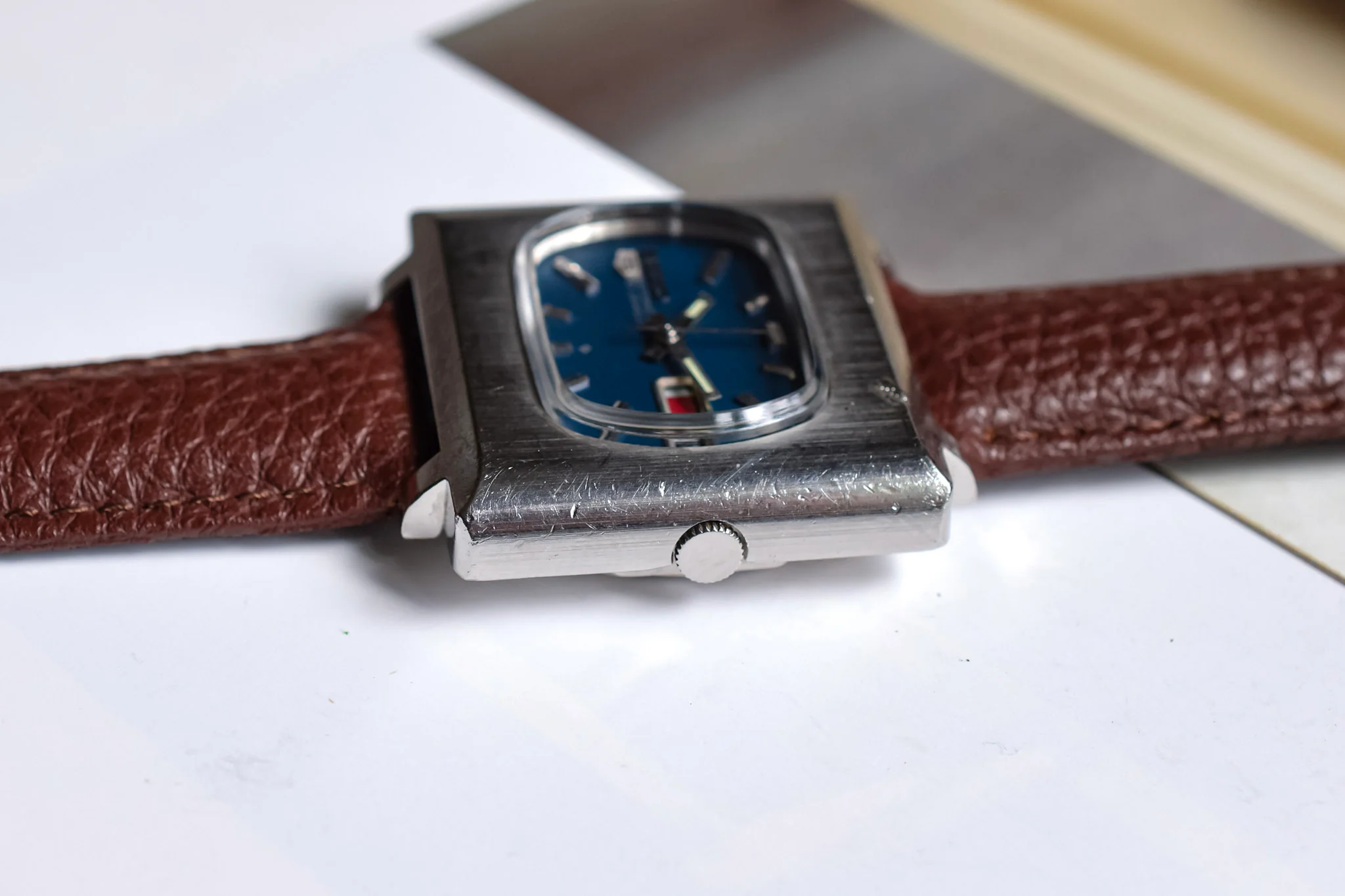 1974 Seiko 5 Automatic Blue TV - Red Block Sunday - Image 4