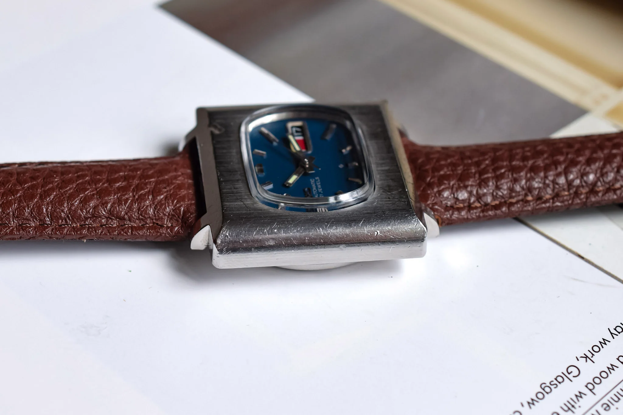 1974 Seiko 5 Automatic Blue TV - Red Block Sunday - Image 5