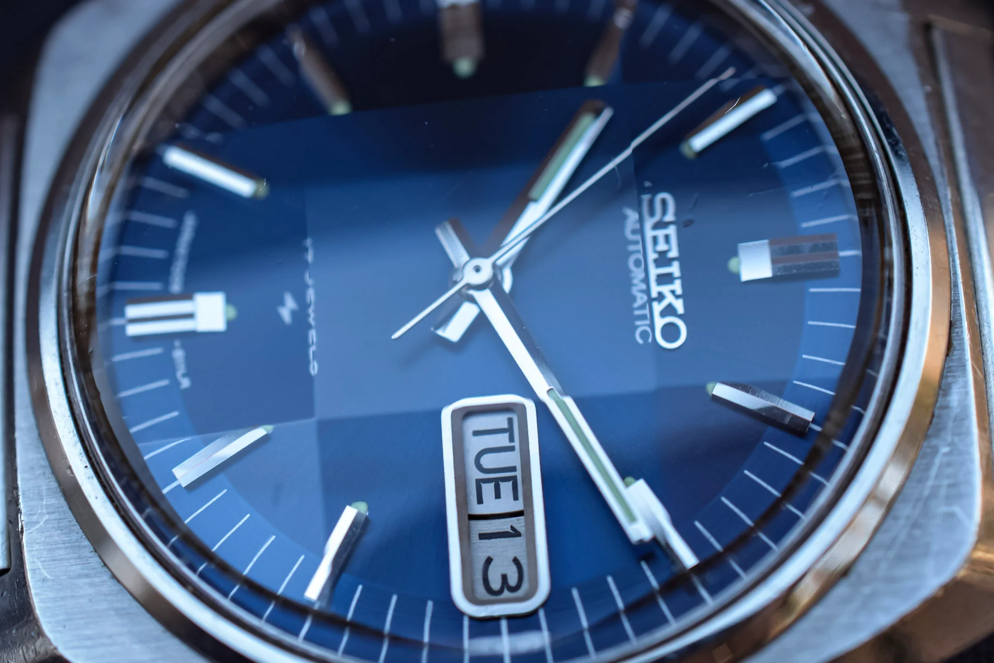 1976 Seiko Automatic Blue Dial Faceted Crystal Day/Date Watch - Image 14