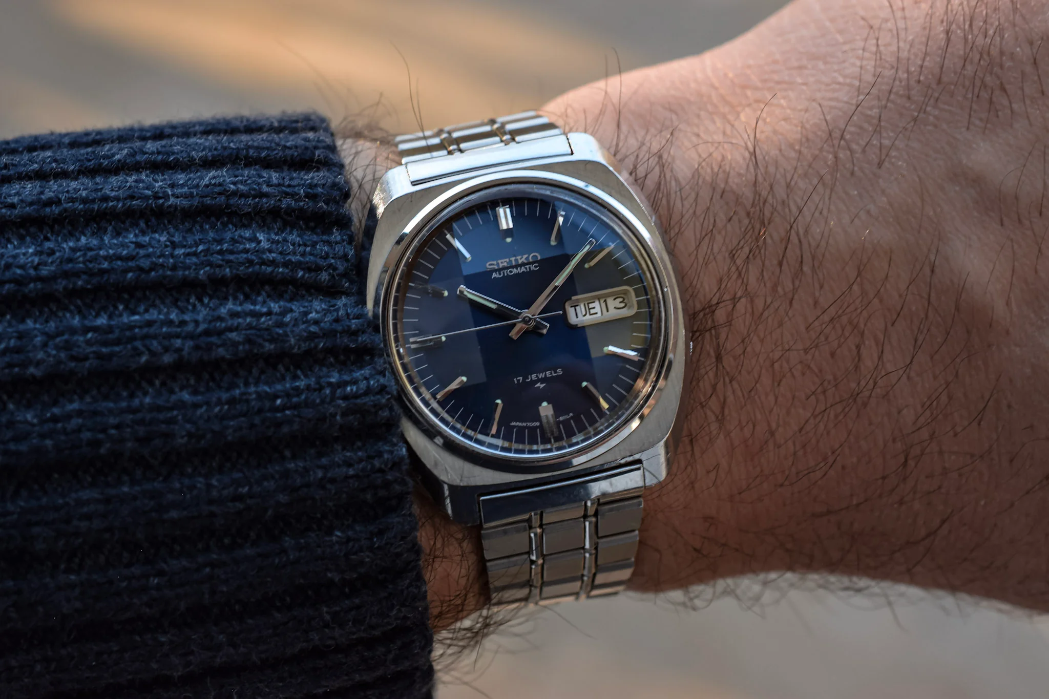 1976 Seiko Automatic Blue Dial Faceted Crystal Day/Date Watch - Image 15