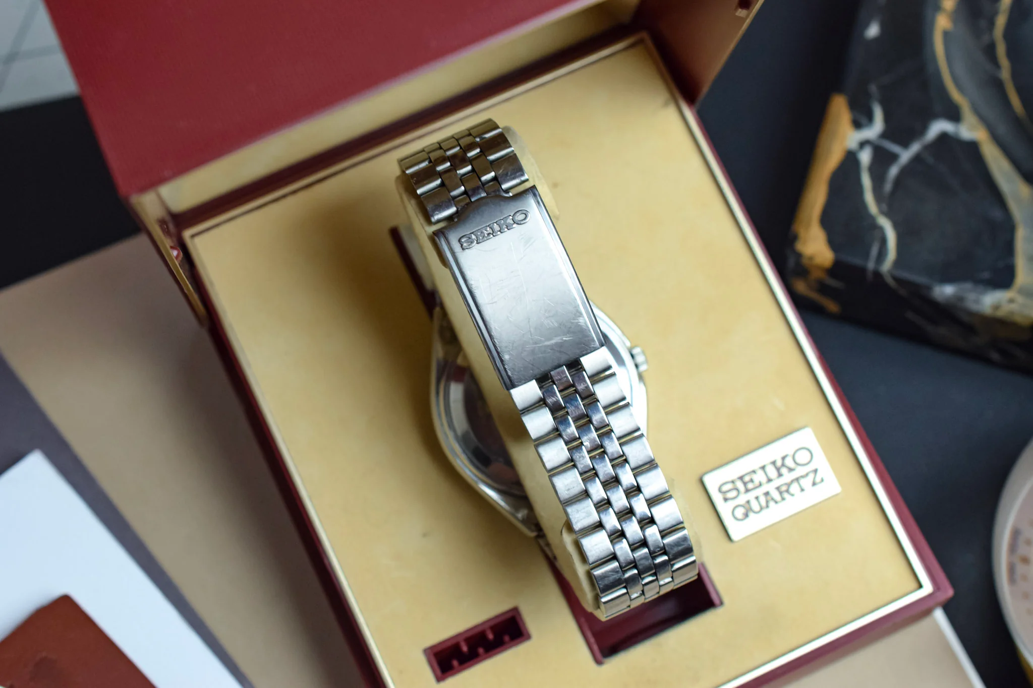 1976 Seiko SQ Steel Cushion Day-Date (Excellent in Box) - Image 7