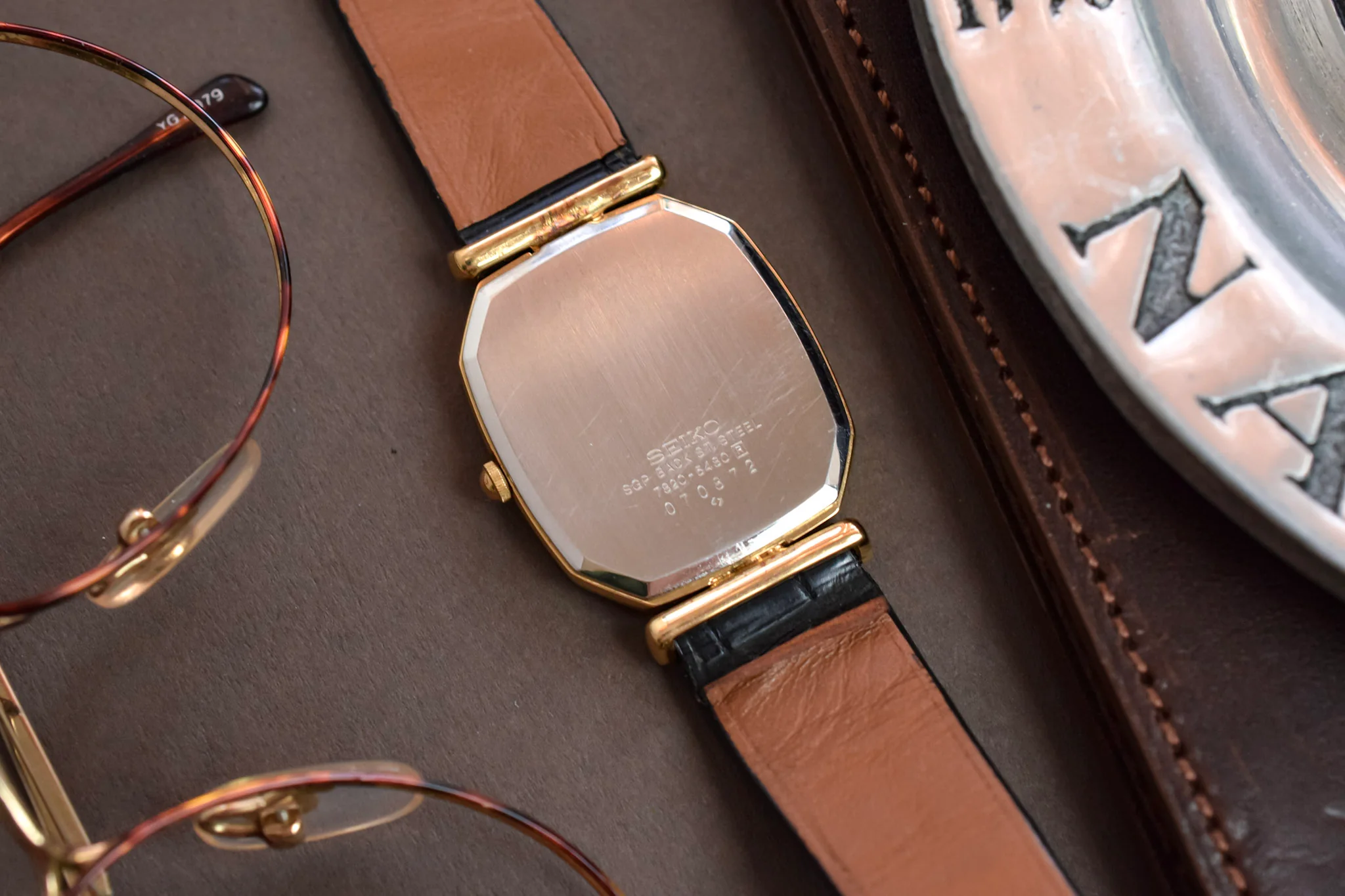 1980 Seiko Gold Plated Shrouded Lug Champagne Roman Octo - Image 10