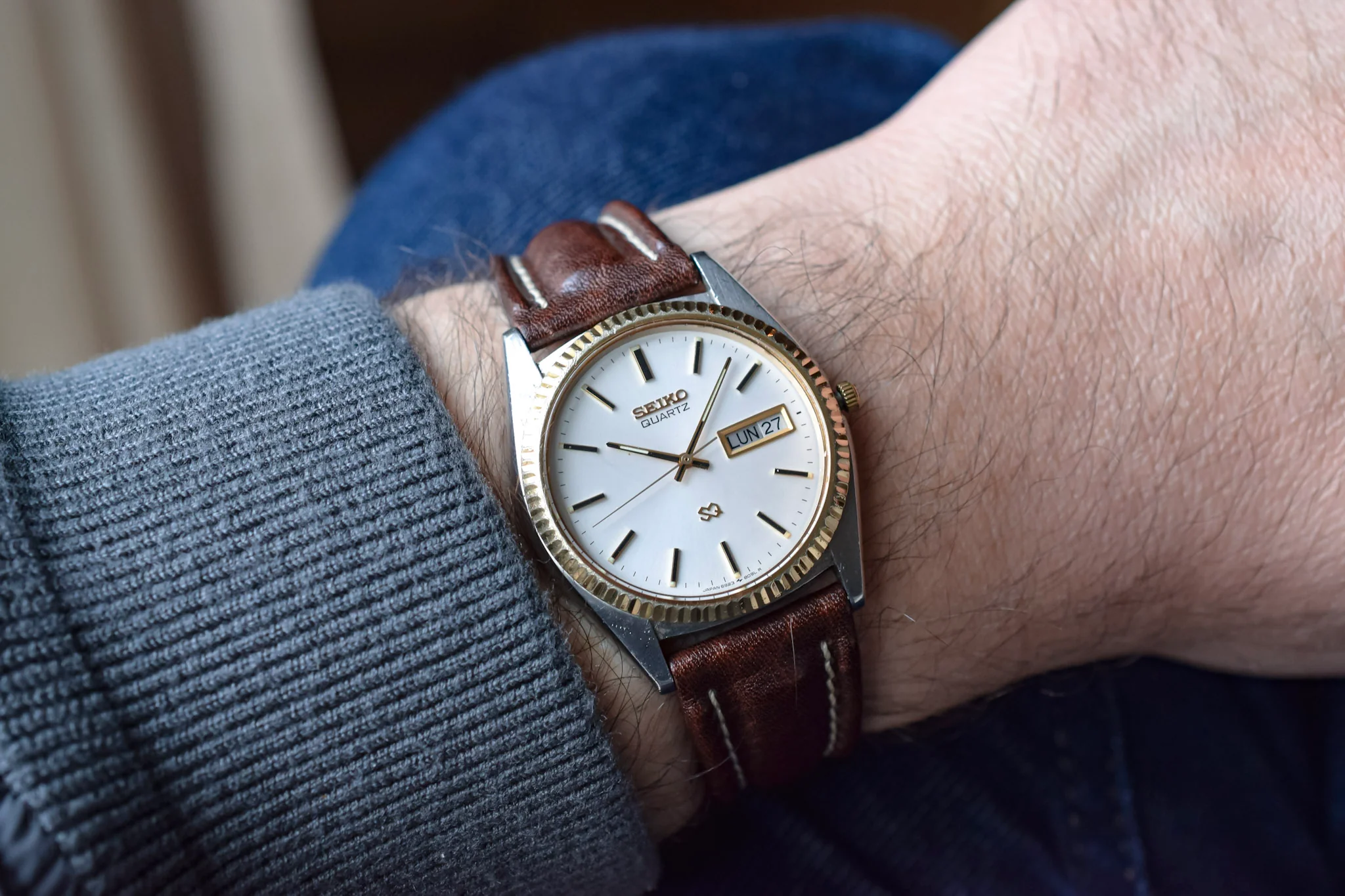 1985 Seiko SQ Silver Spanish Day-Date "President" - Image 4