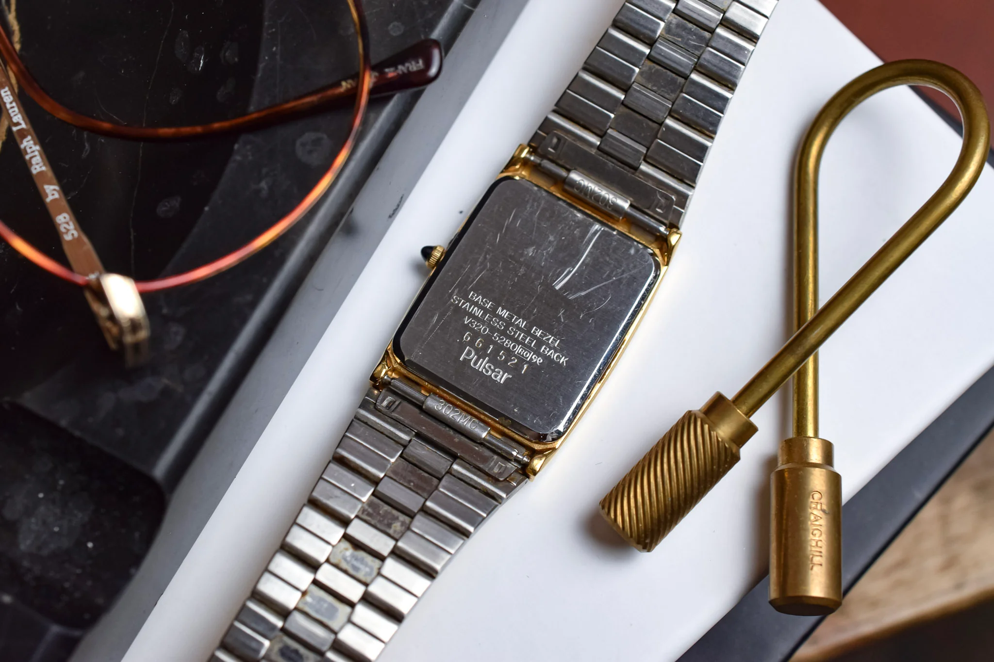 1986 Pulsar Gilt Diamond Dial Tonneau Cuff - Image 9