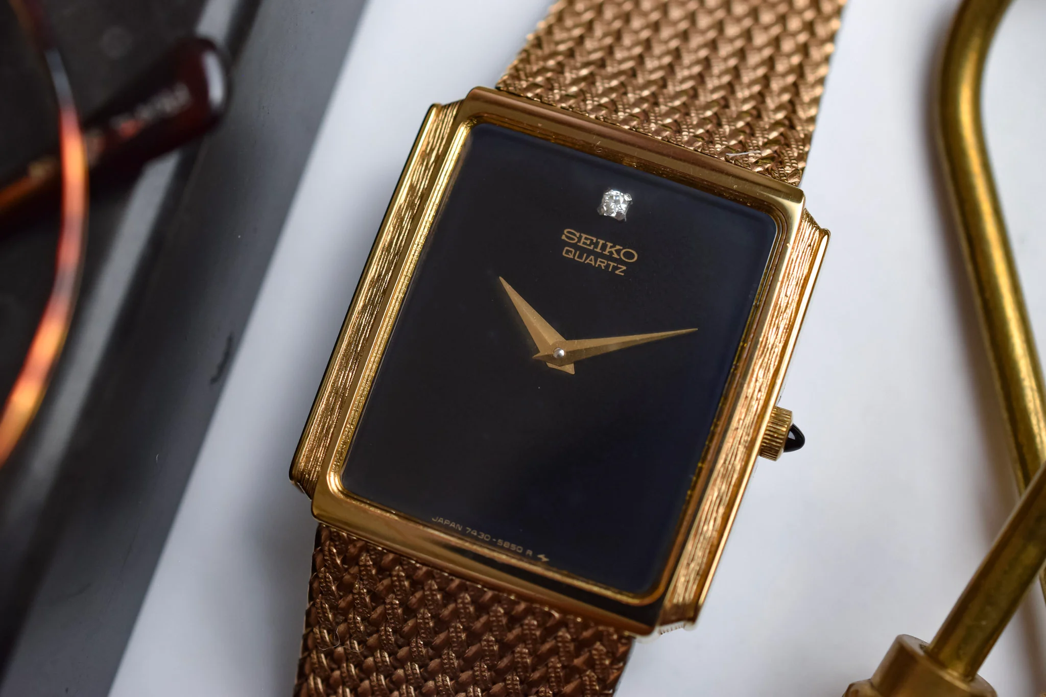 1986 Seiko Bark Gilt Diamond Dial Tank - Image 3