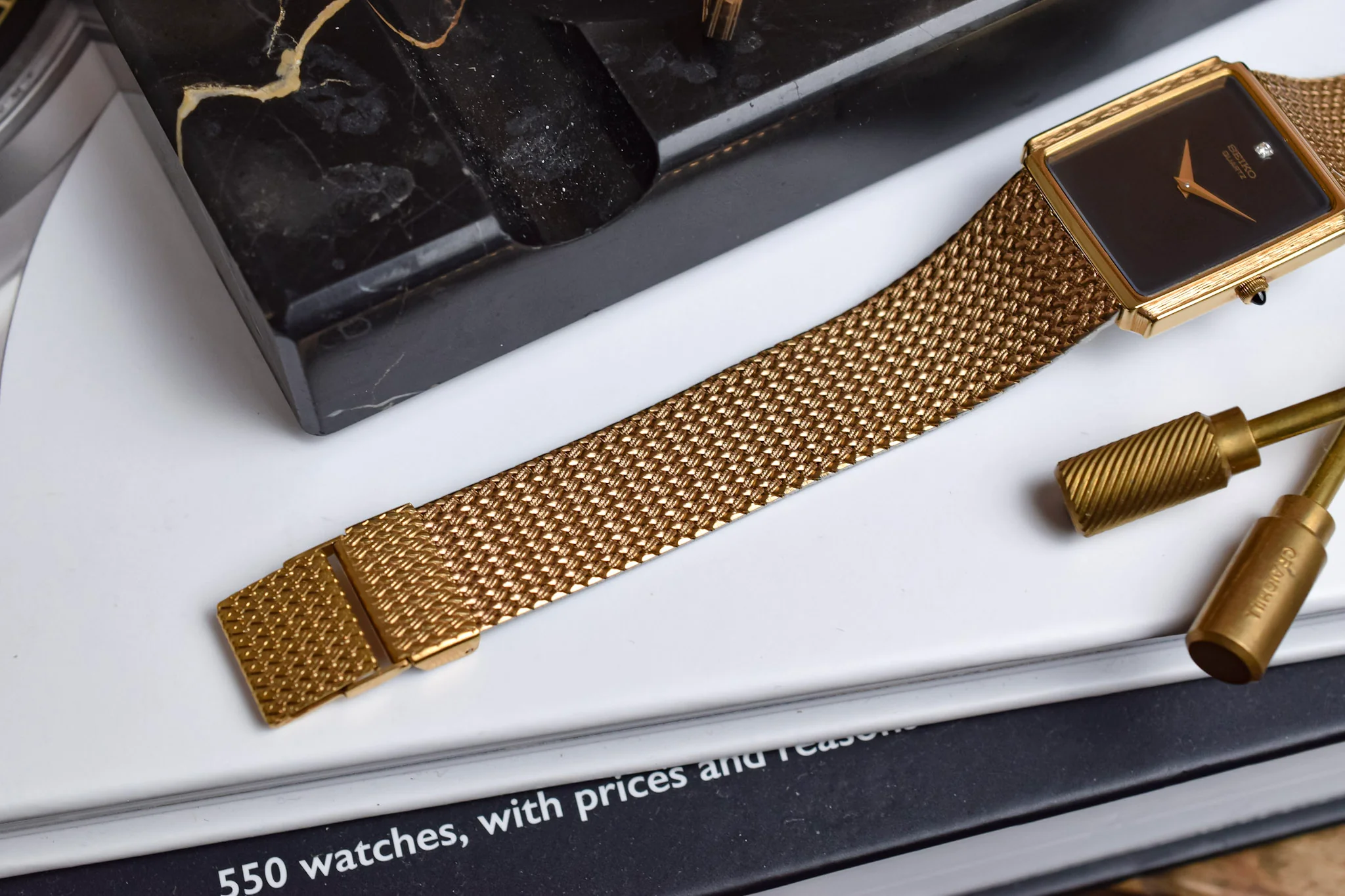 1986 Seiko Bark Gilt Diamond Dial Tank - Image 7
