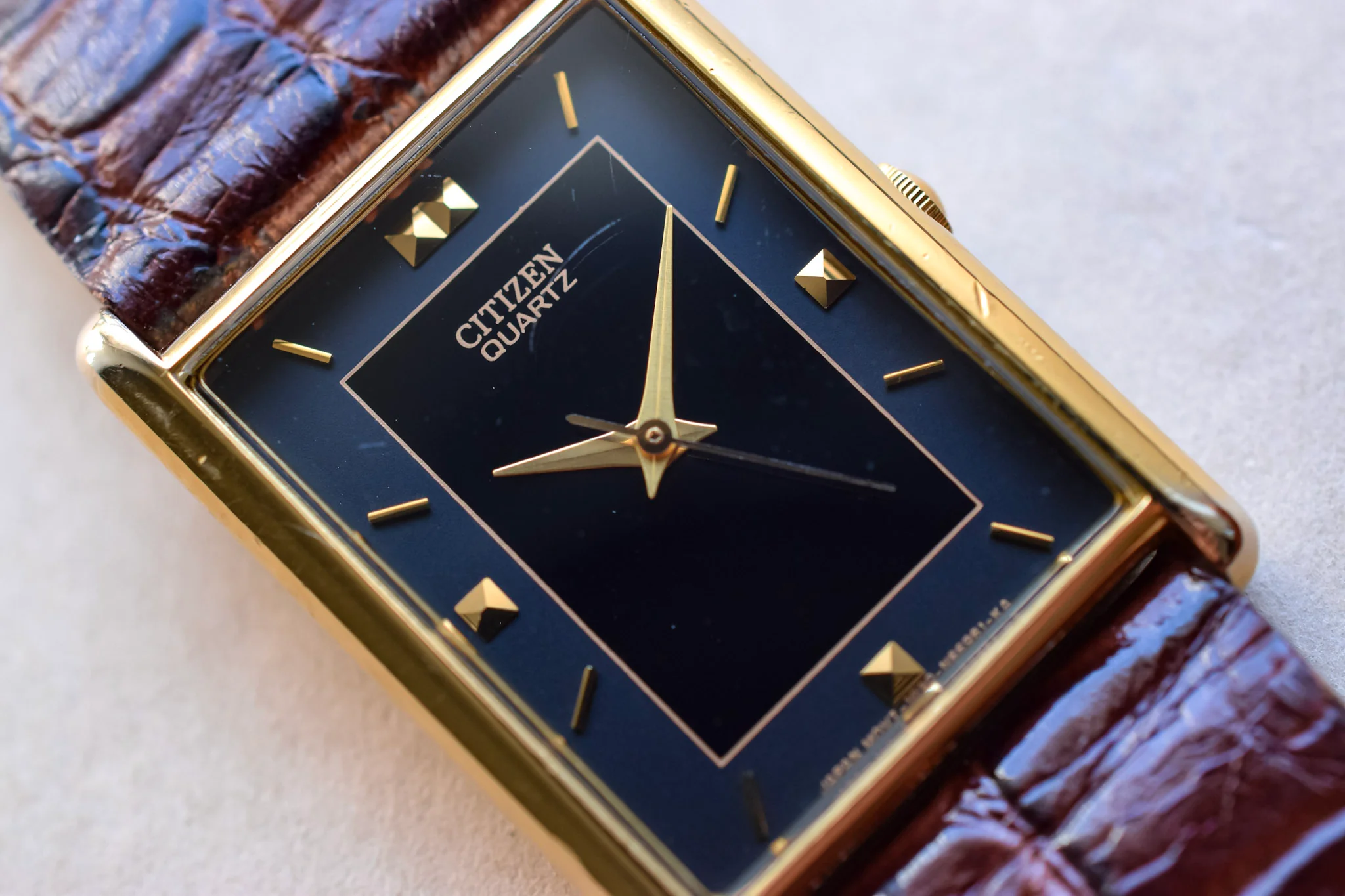1988 Citizen Gilt Dial Pyramid Indices Tank - Image 3