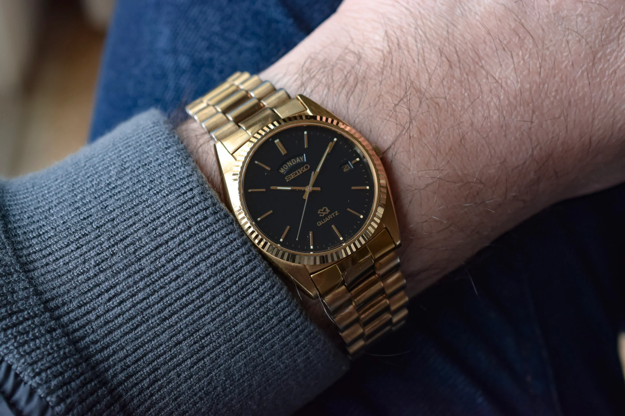 1990 Seiko SQ Gilt Dial Day-Date "President" - Image 4