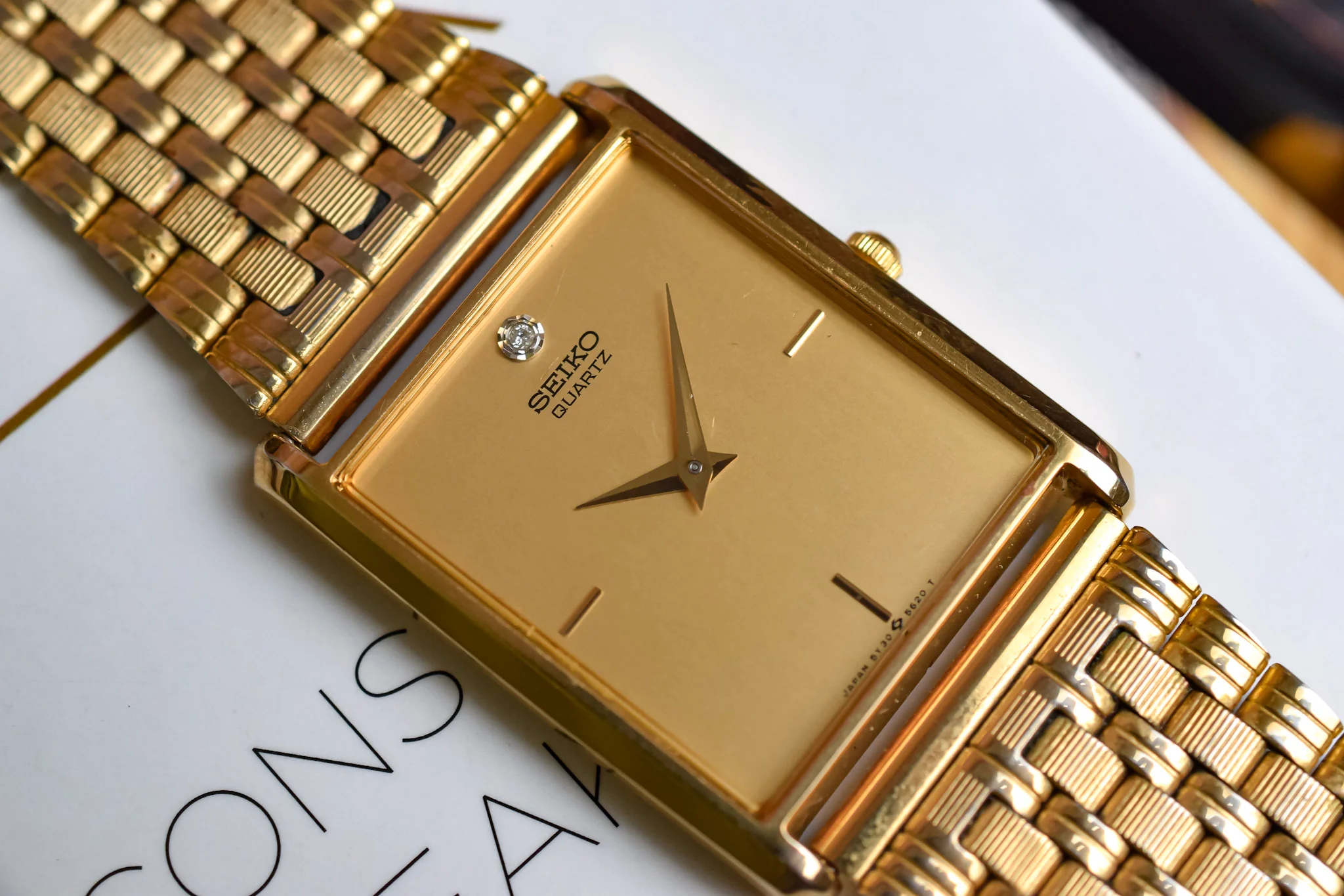 1991 Seiko Champagne Diamond Dial Tank - Image 3