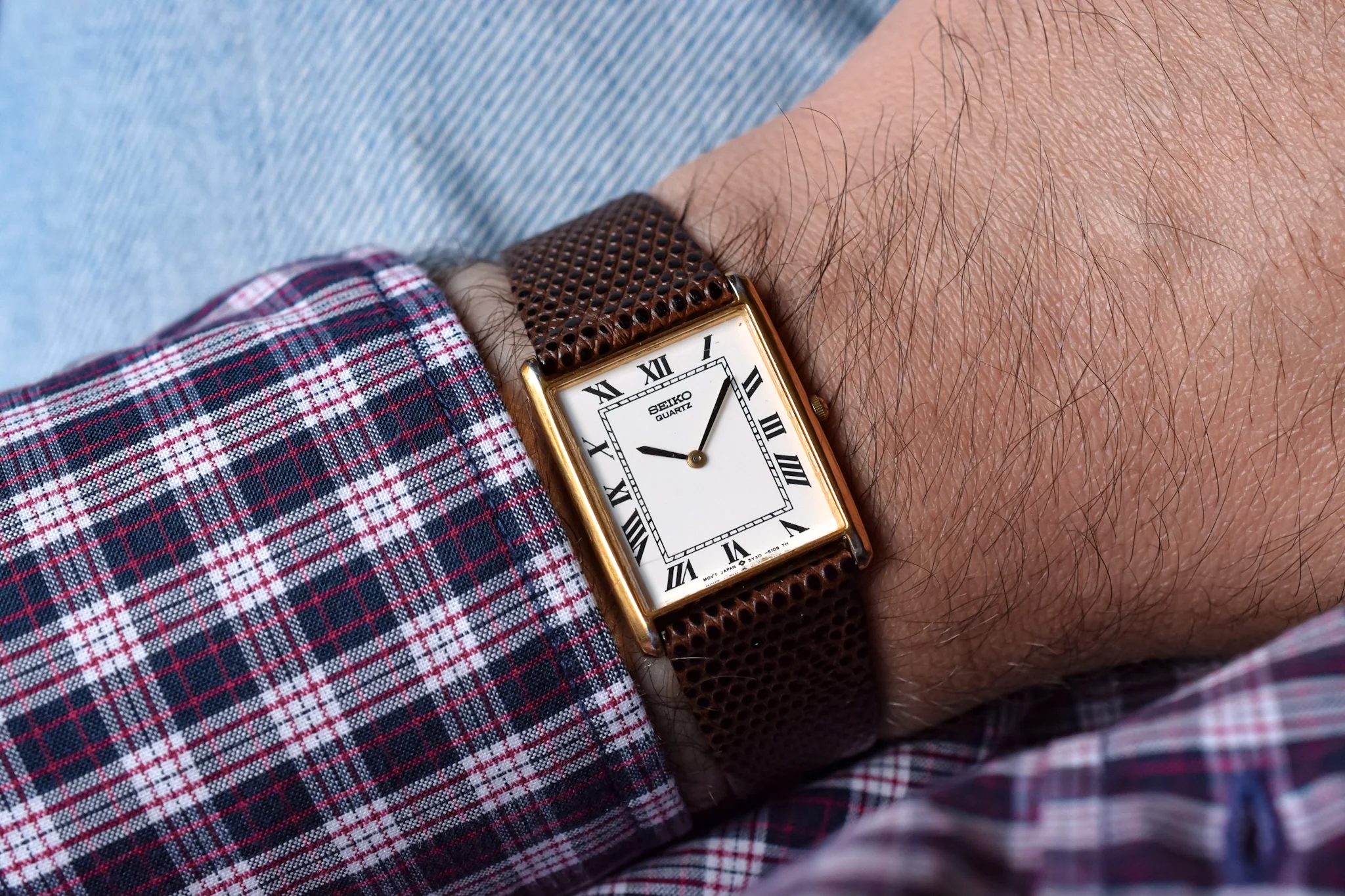 1992 Seiko Roman Tank - Brown Strap - Image 2