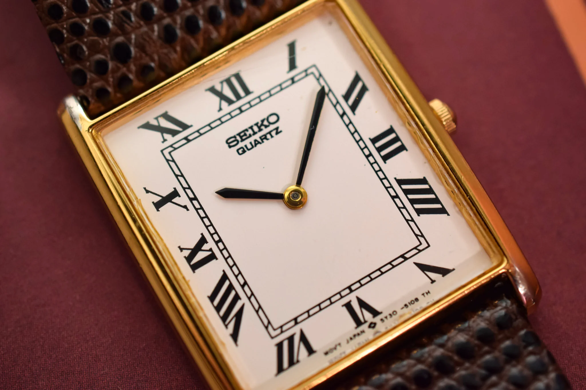 1992 Seiko Roman Tank - Brown Strap - Image 3