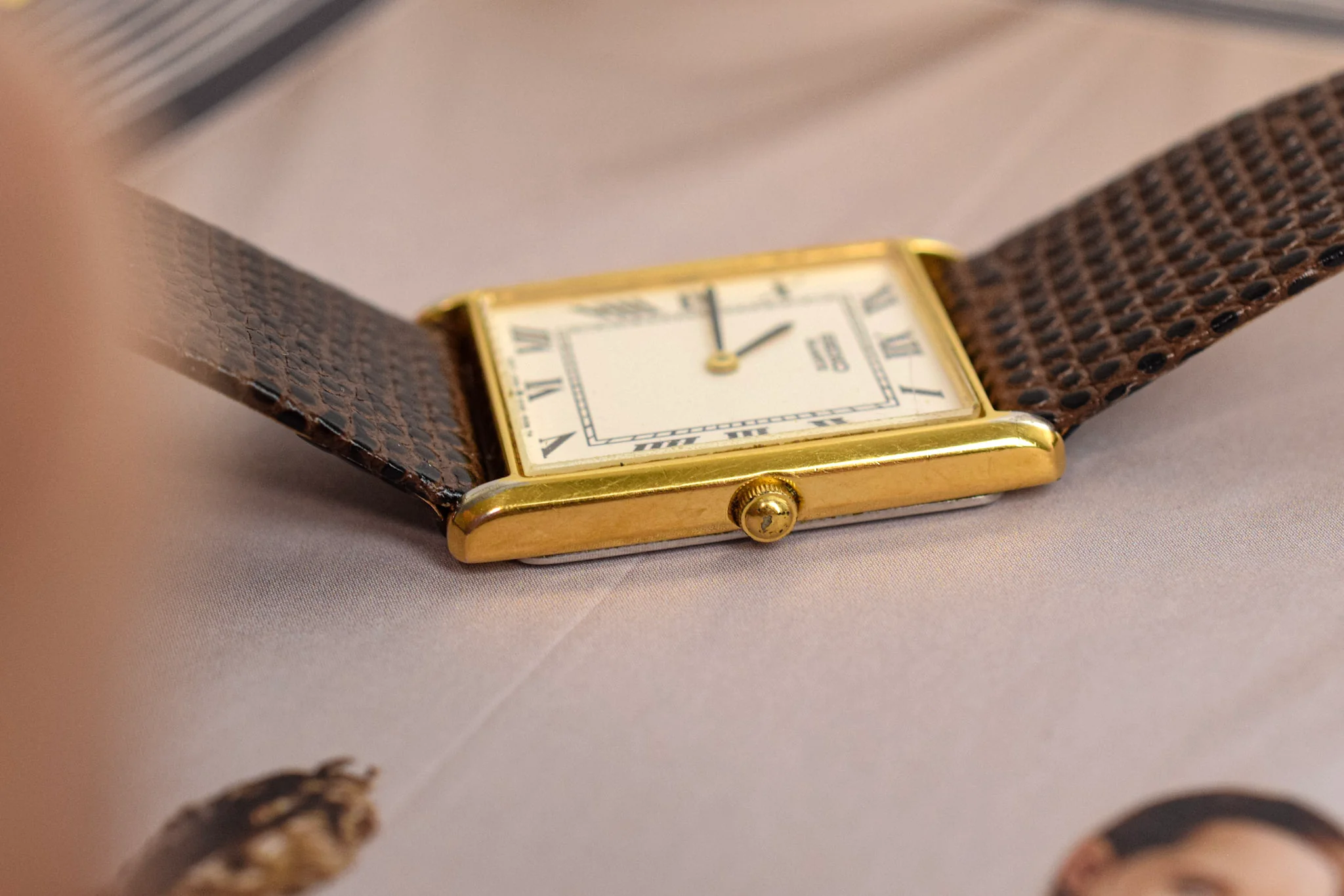 1992 Seiko Roman Tank - Brown Strap - Image 4