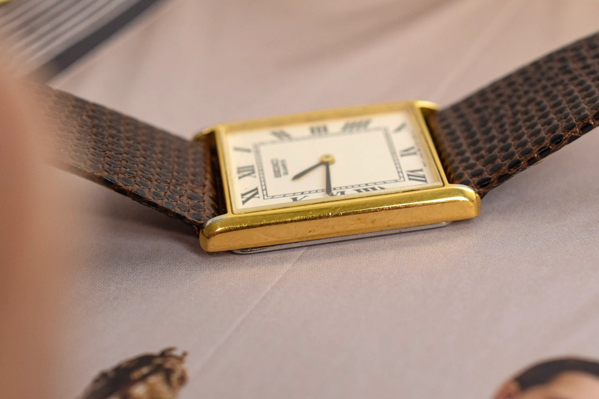 1992 Seiko Roman Tank - Brown Strap - Image 5