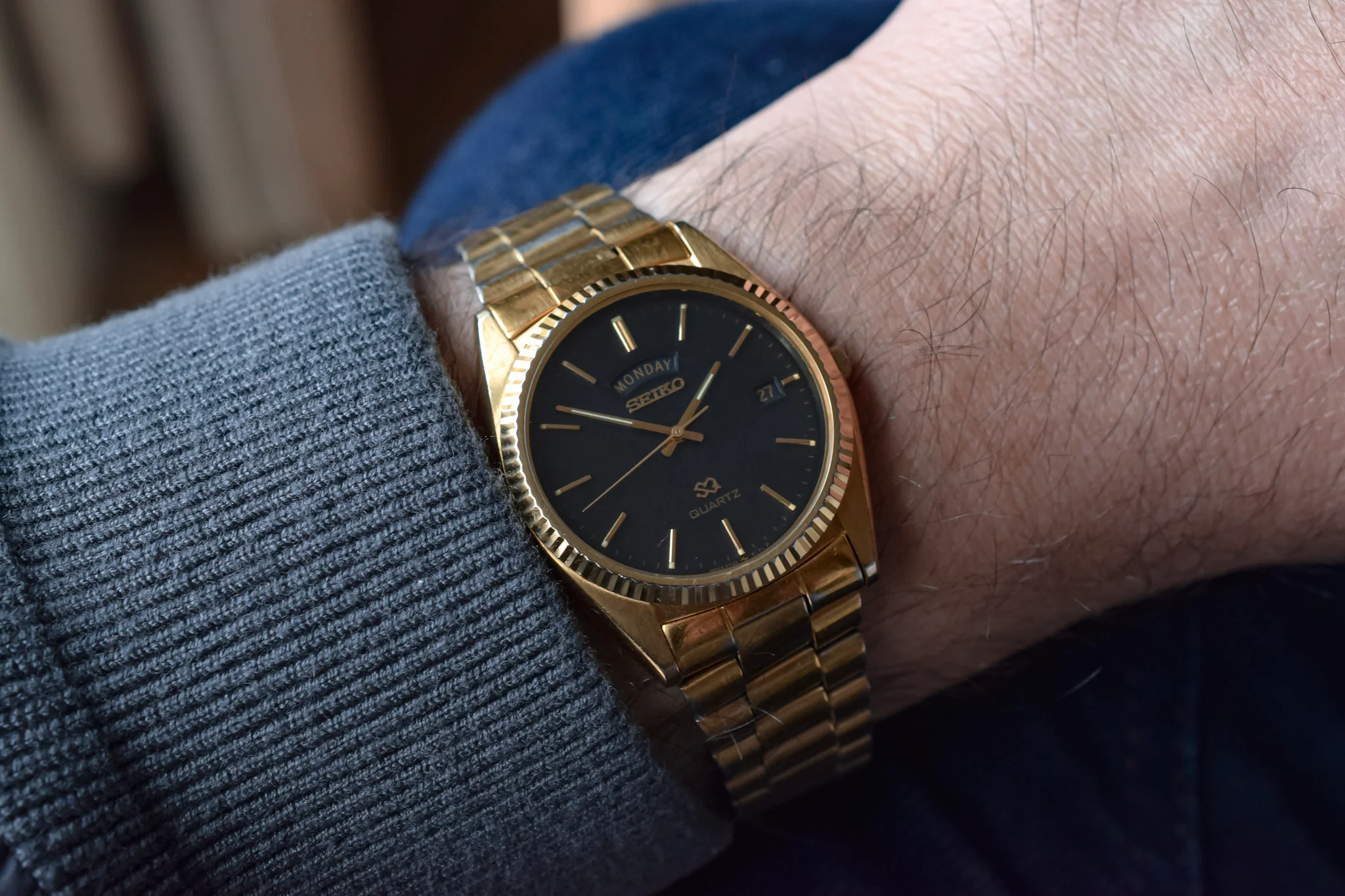 1992 Seiko SQ Gilt Dial Day-Date "President" - Image 4