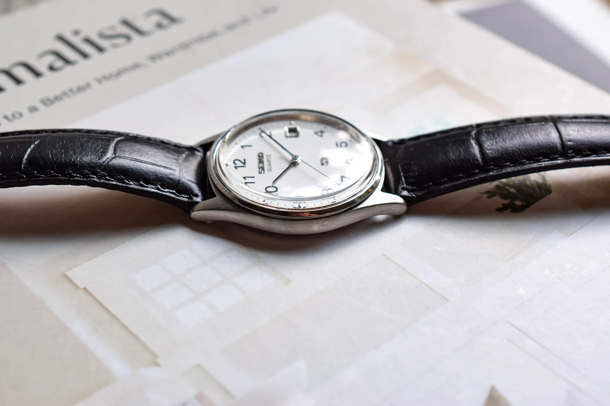 1992 Seiko SQ Steel White Dial Calendar - Image 5