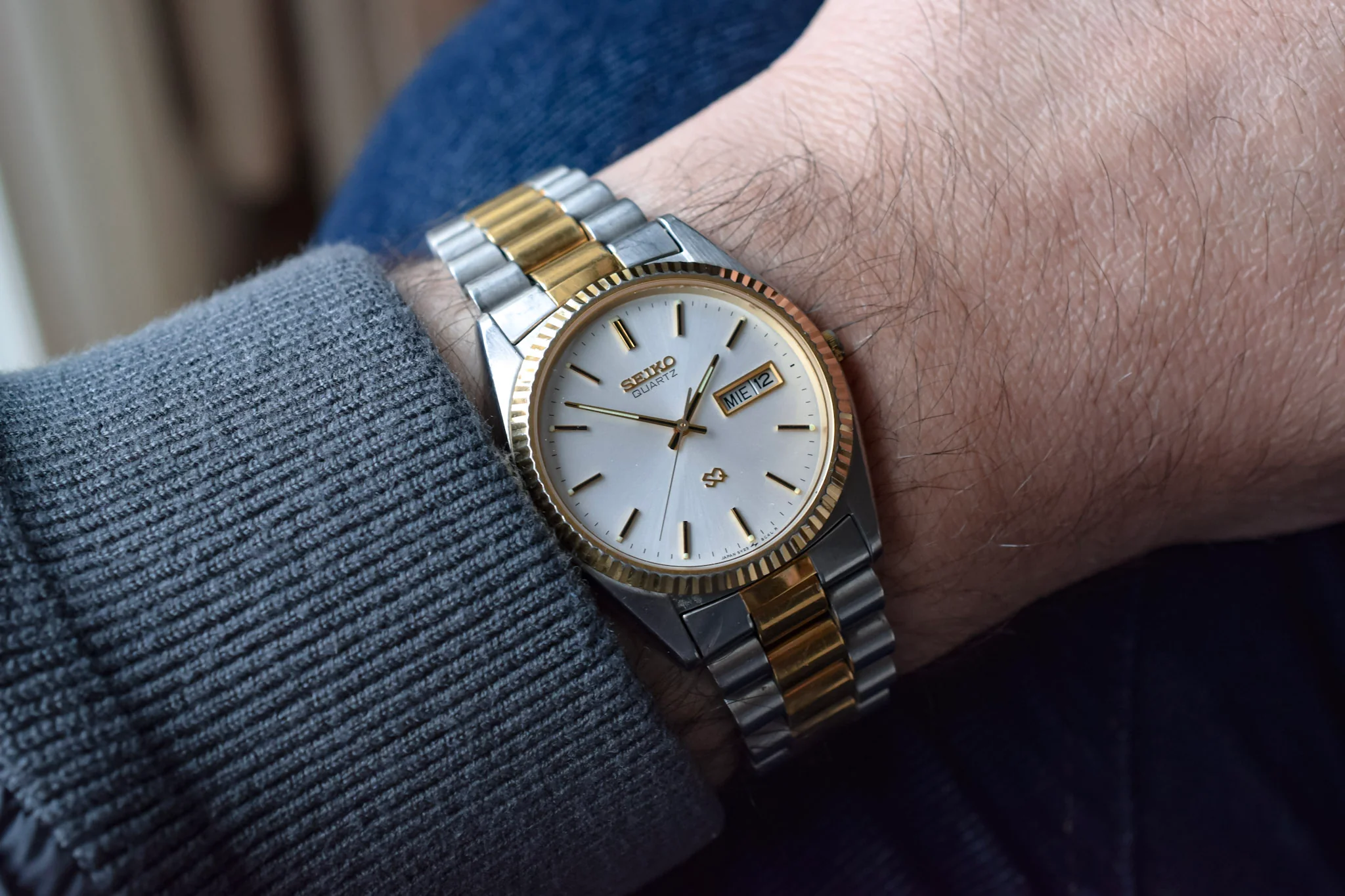 1992 Seiko SQ Two Toned Silver Dial Day-Date "President" - Image 4