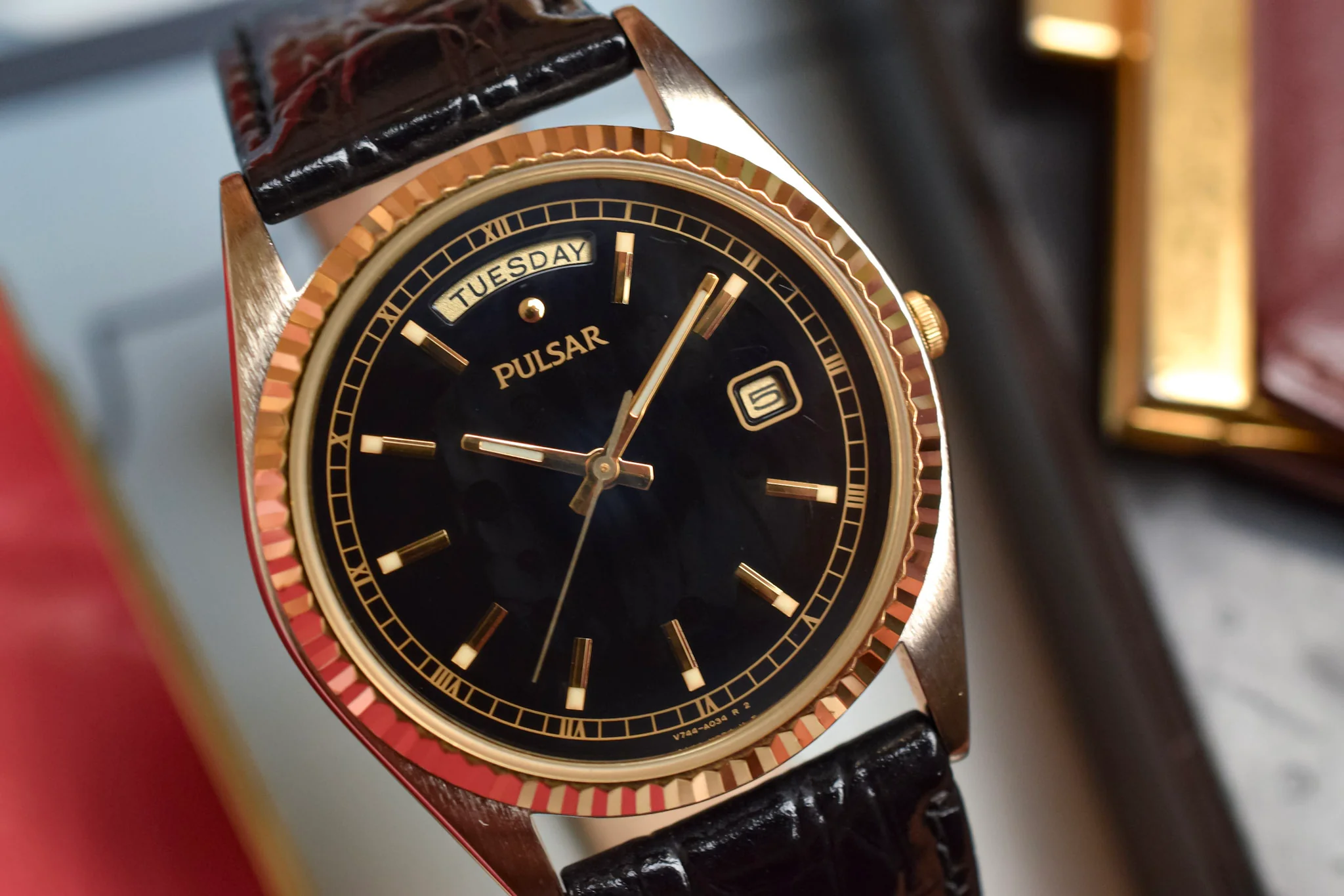 1996 Pulsar Two Toned Gilt Day-Date "President" - Image 3