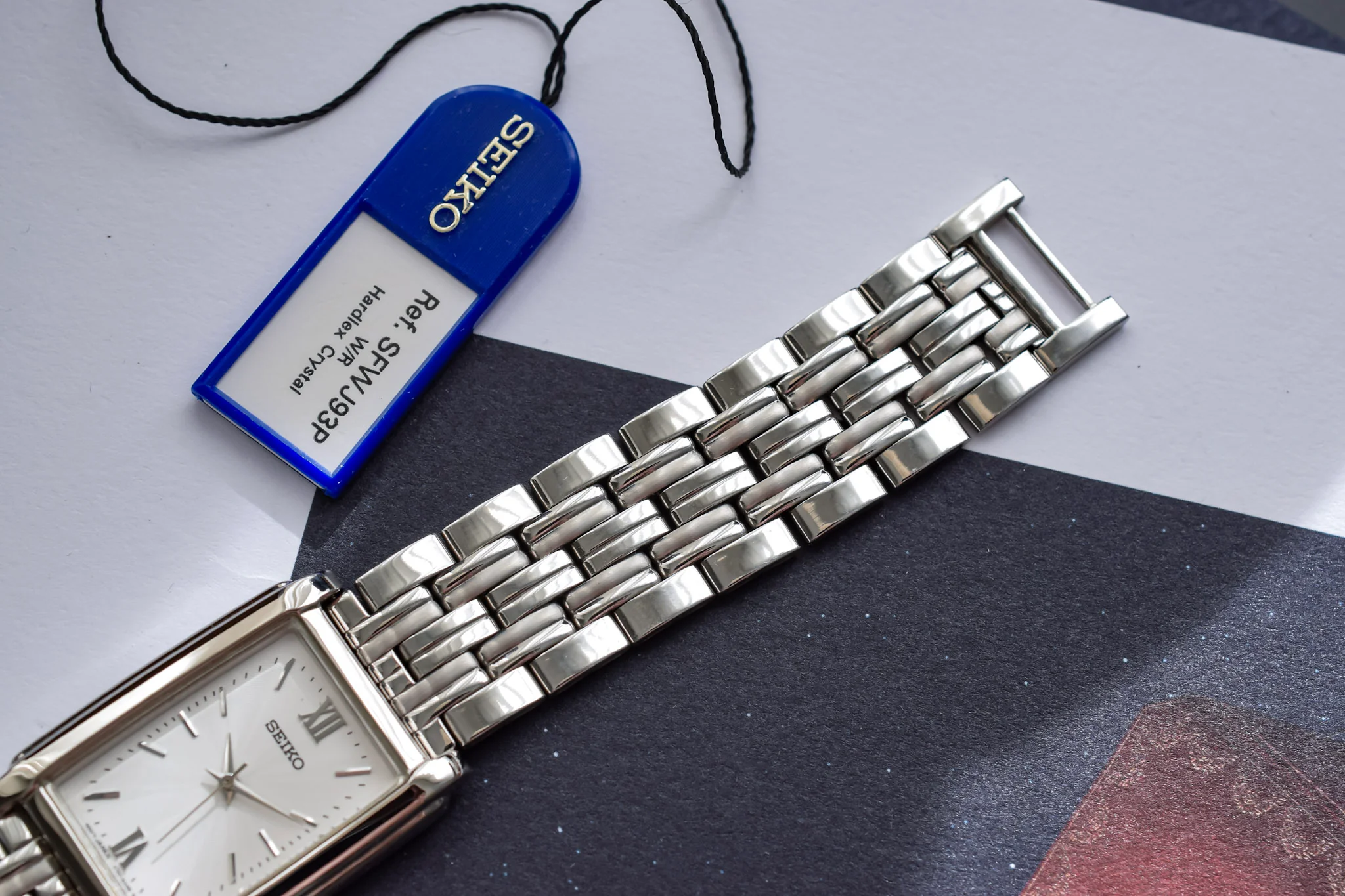 2000 Seiko White Guilloche Dial Tank - New Old Stock - Image 8