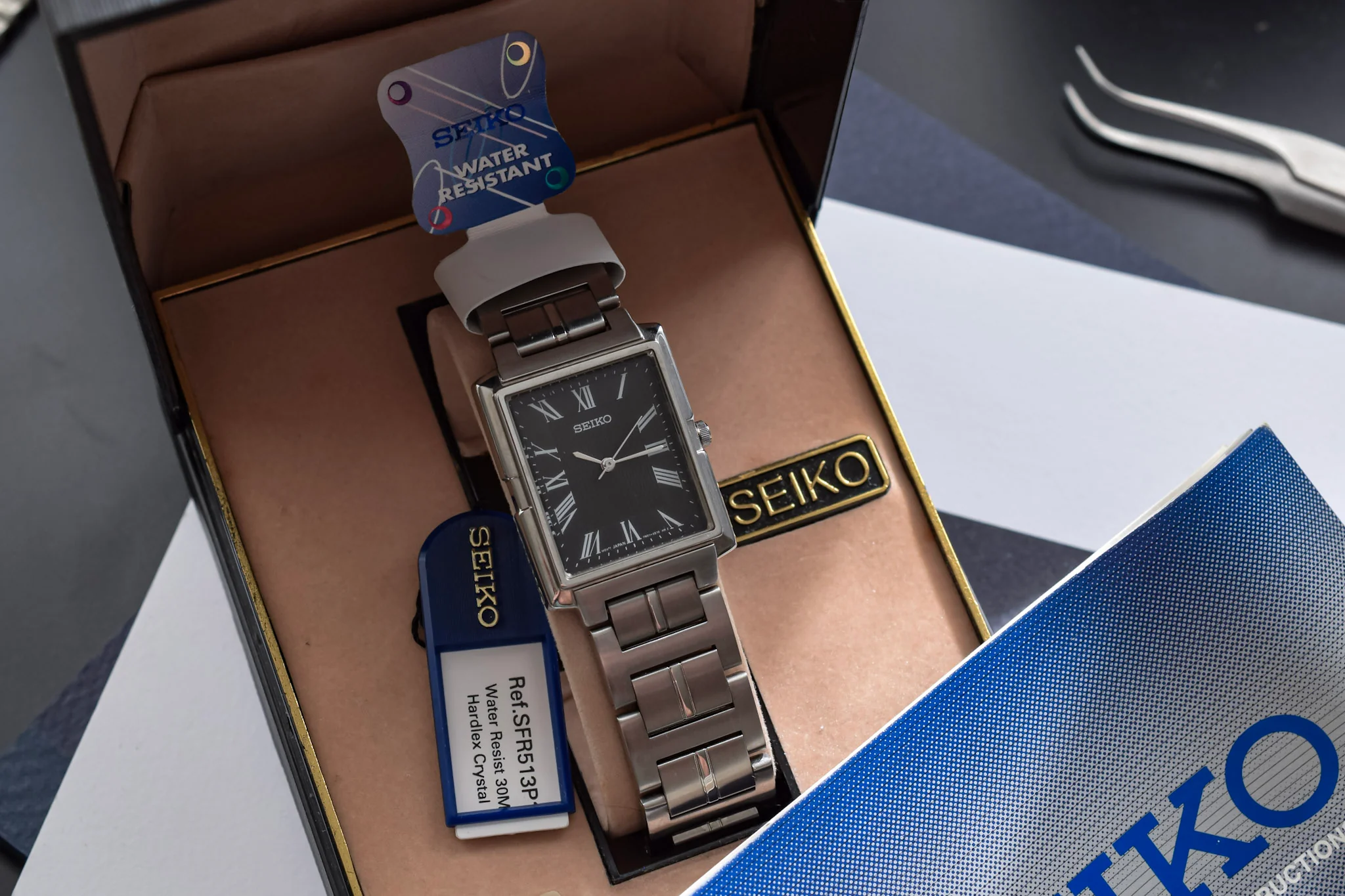 2003 Seiko Black Dial Roman Tank - New Old Stock - Image 9