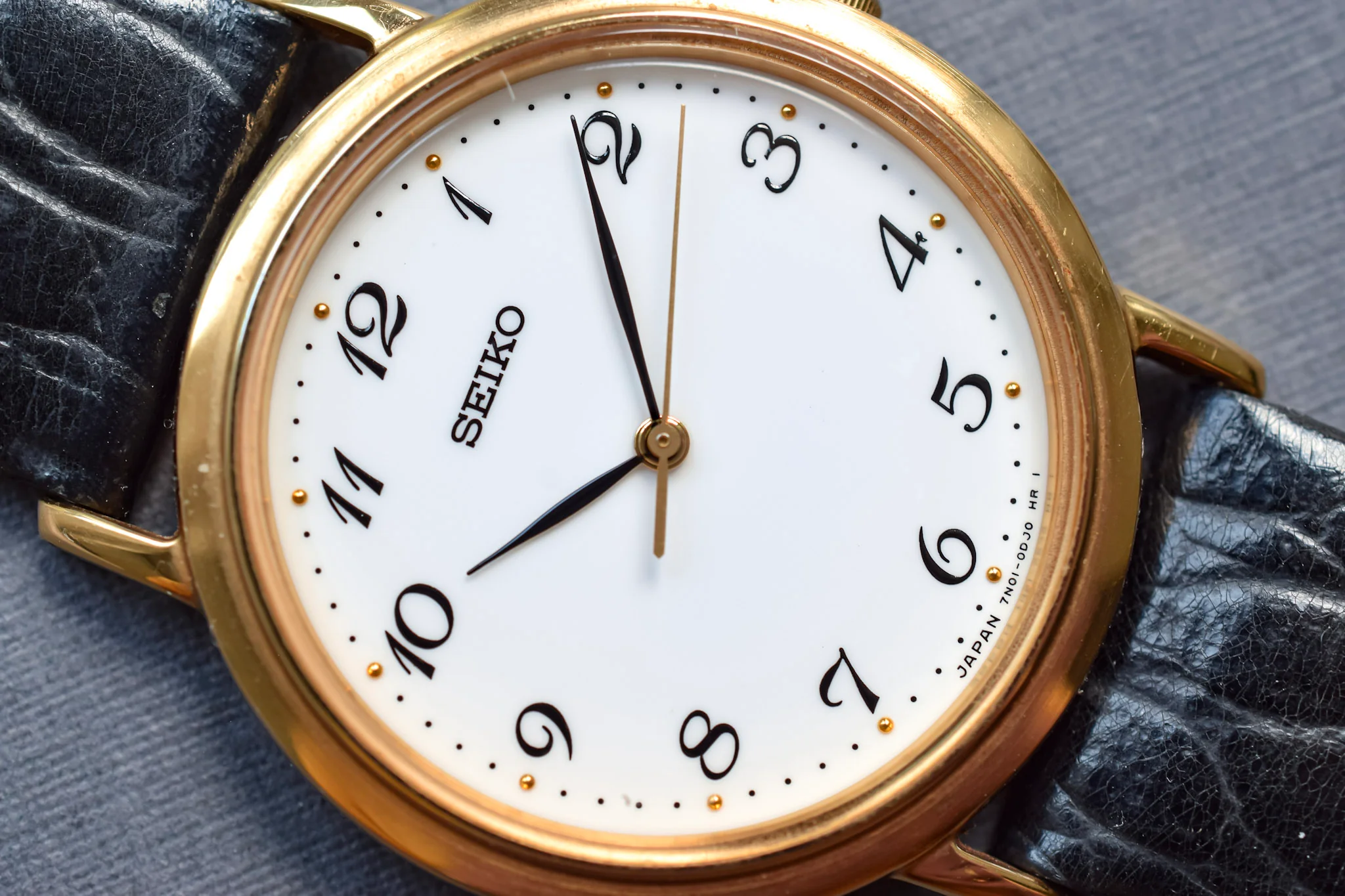 2003 Seiko Gold Tone Breguet Numerals - Black Strap - Image 3