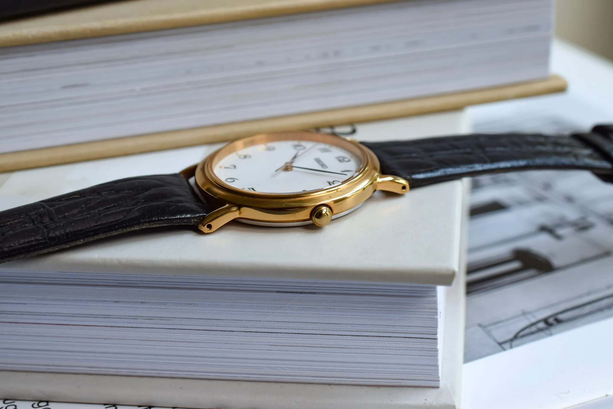 2003 Seiko Gold Tone Breguet Numerals - Black Strap - Image 4