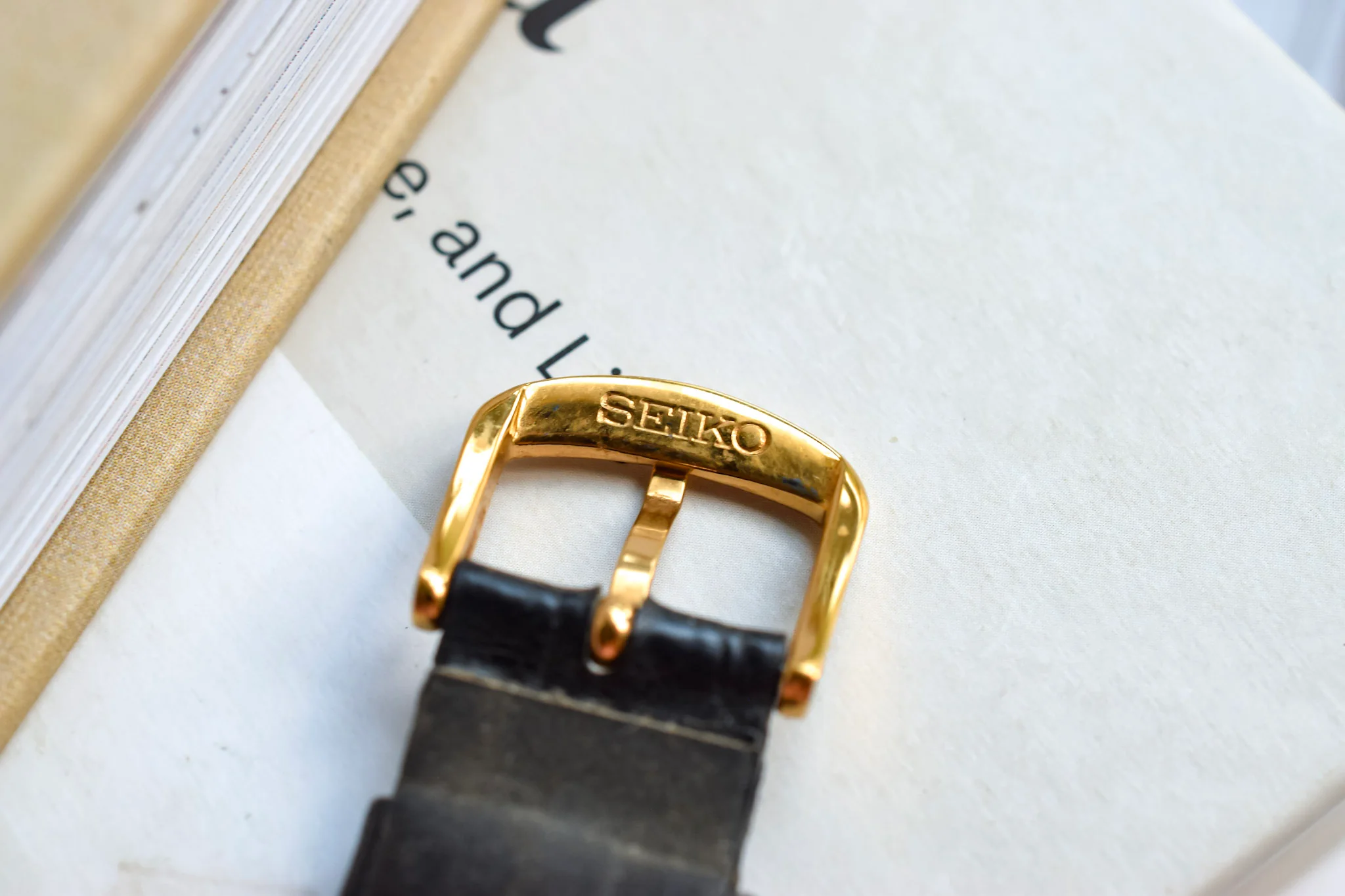 2003 Seiko Gold Tone Breguet Numerals - Black Strap - Image 7