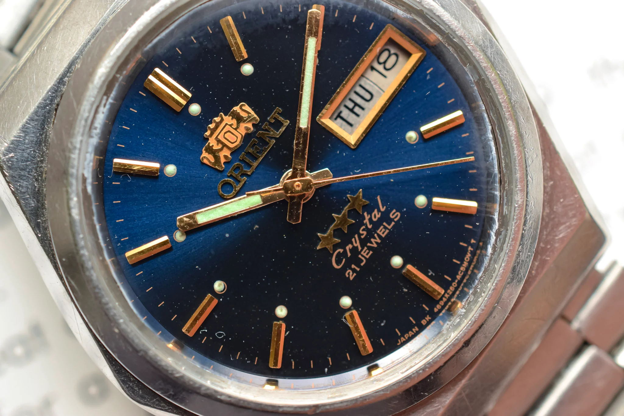 70s Orient Crystal Sunburst Blue Dial - Image 3