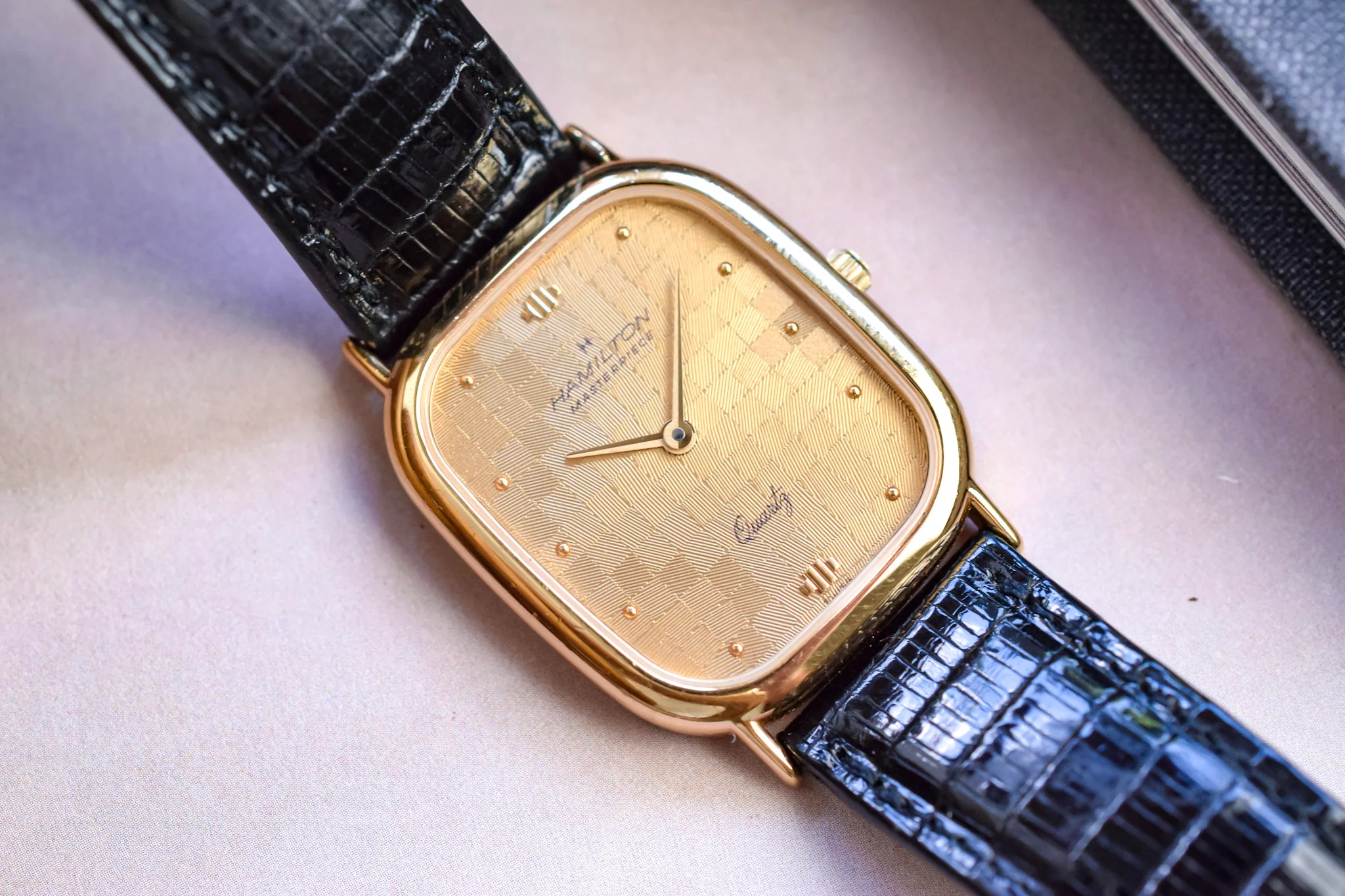 80s Hamilton Masterpiece Checkered Dial Ellipse - GM Award - Image 3