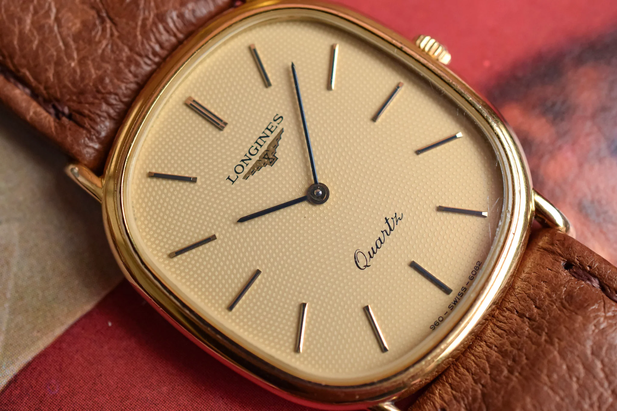 80s Longines Quartz Mosaic Motif Dial Ellipse - Image 3