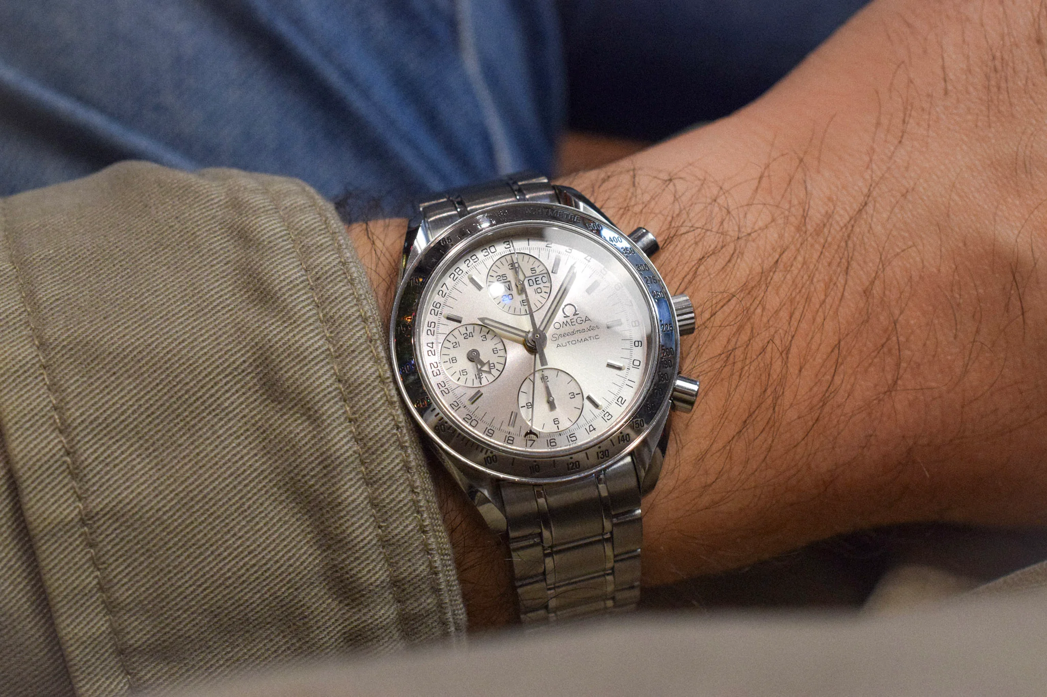 90s Omega Speedmaster Silver Triple Calendar - Image 22