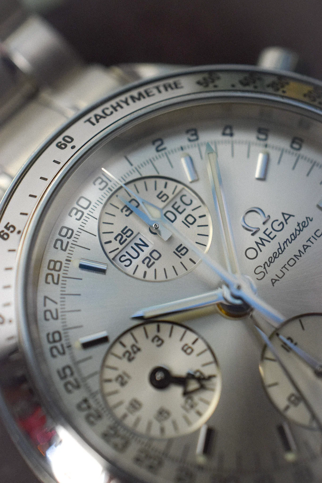 90s Omega Speedmaster Silver Triple Calendar - Image 4
