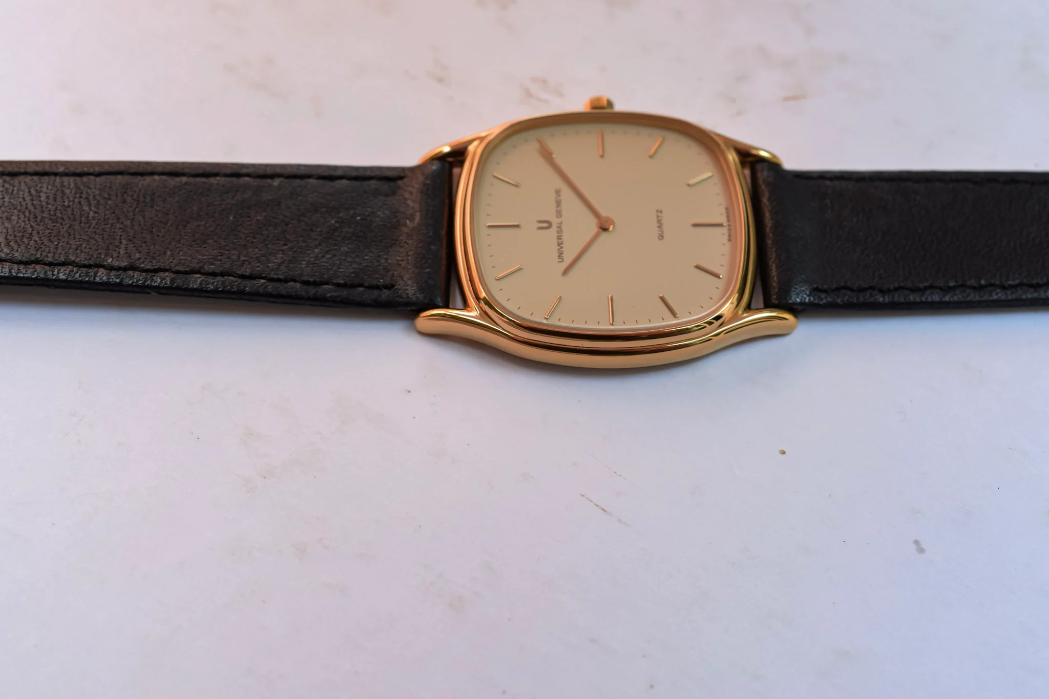 Vintage 10K Gold Plated Universal Geneve Champagne Dial - Image 5