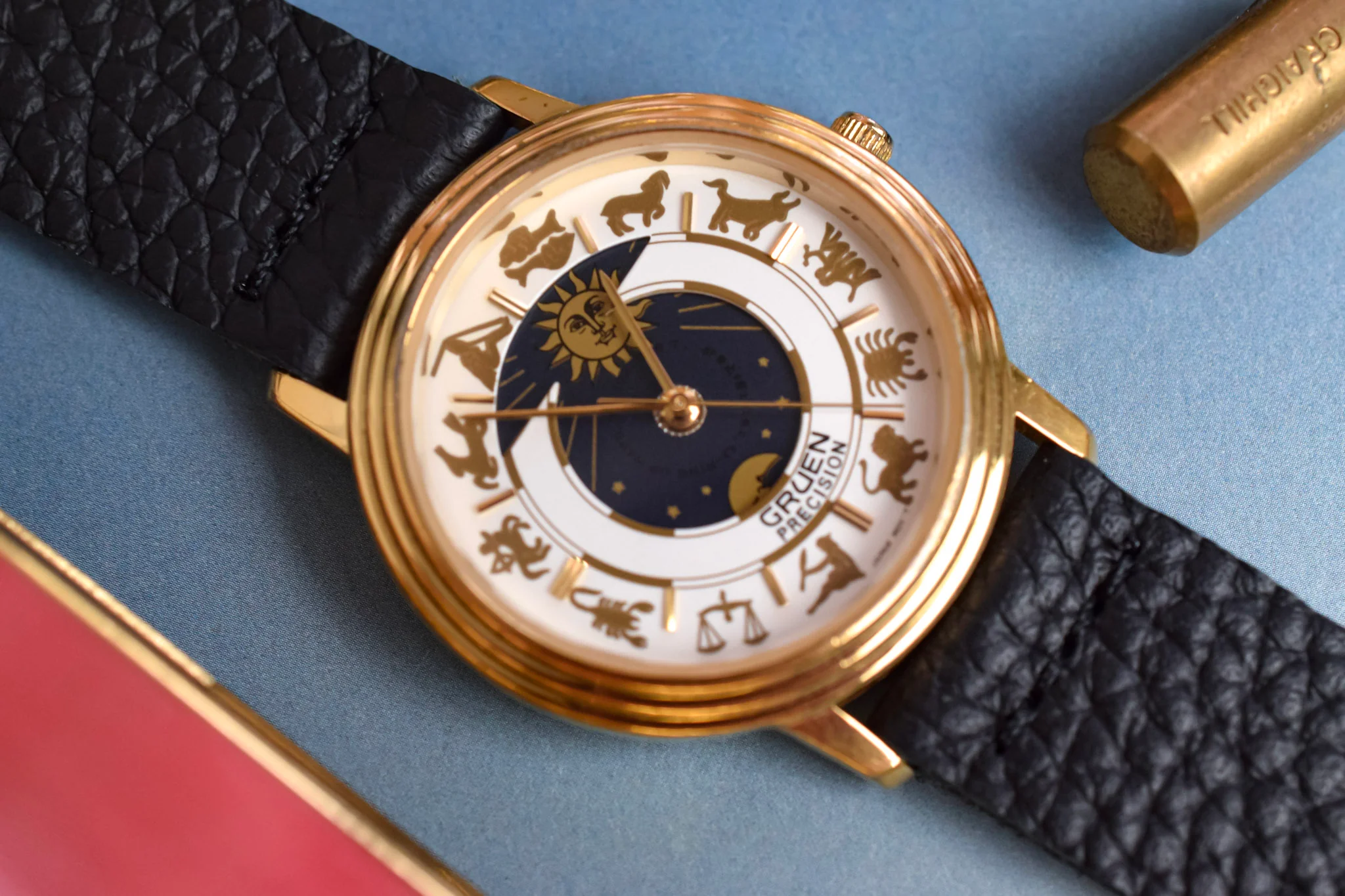 Gruen Precision Stepped Bezel Zodiac Sign Day & Night - Image 3