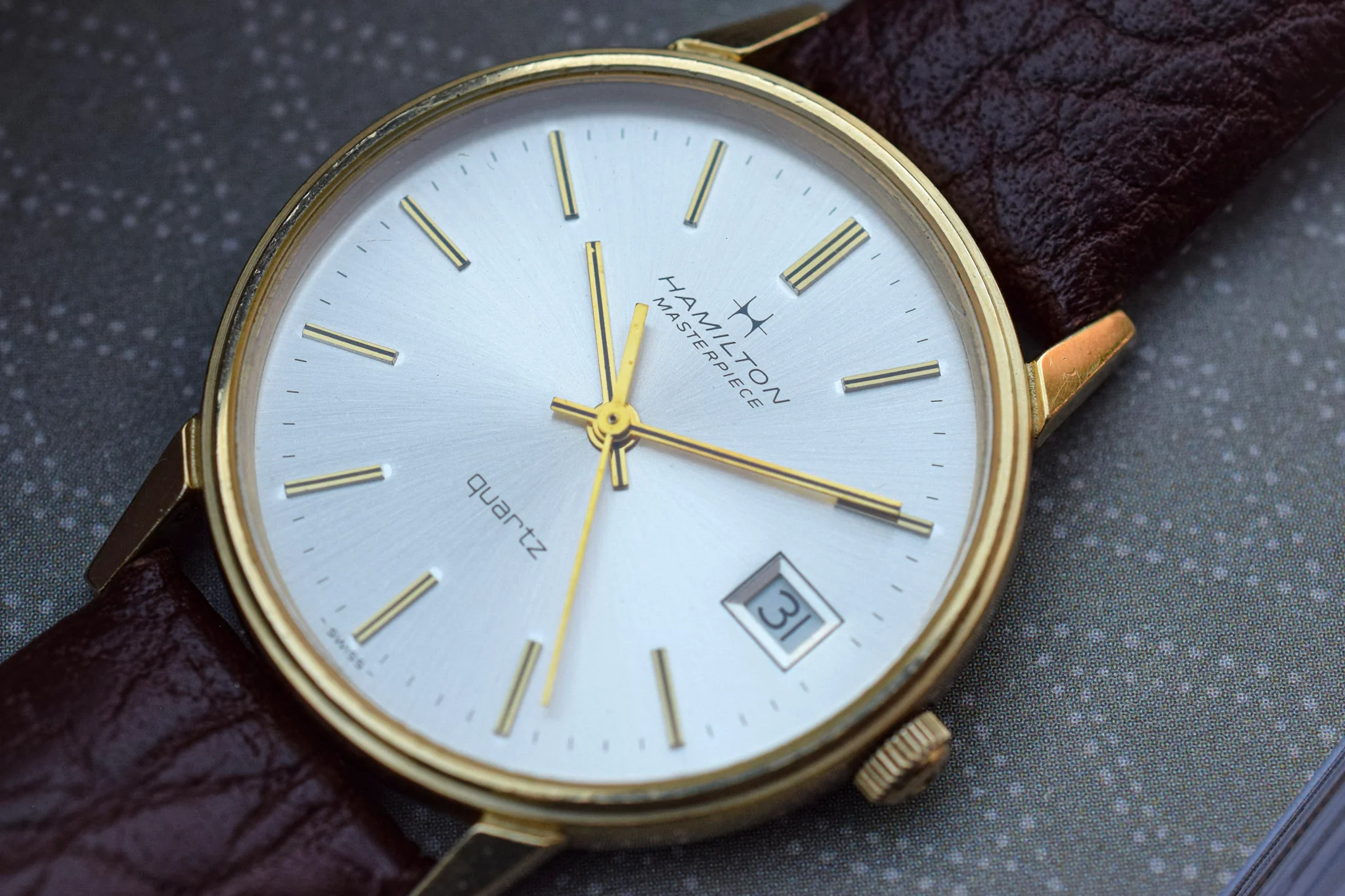 Vintage 10K Gold Filled Hamilton Masterpiece Quartz Watch - Award Piece - Image 2