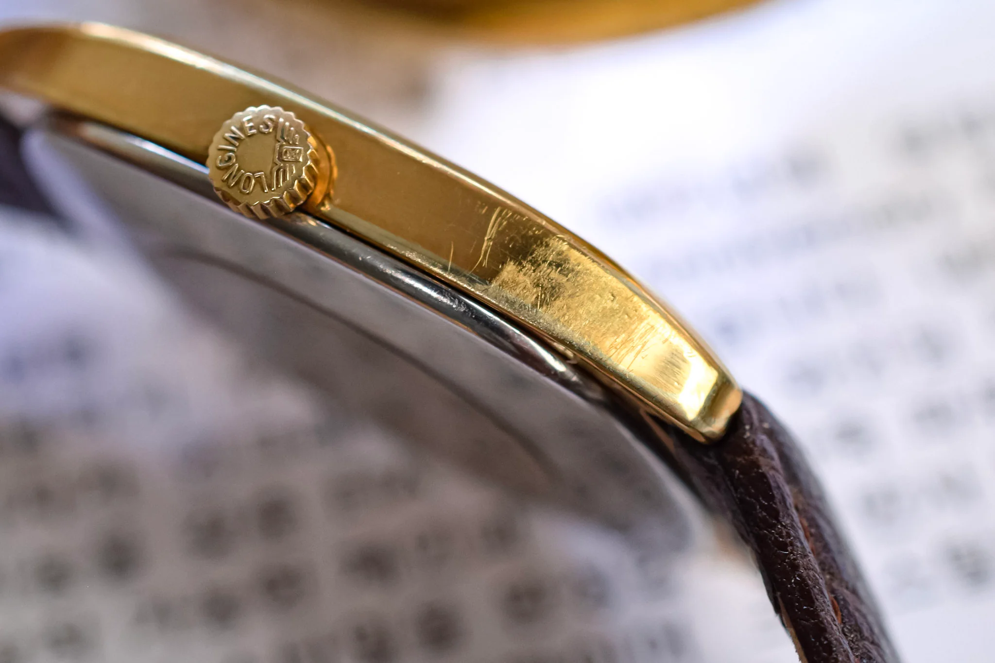 Vintage Longines Mechanical Linen Dial Tonneau - Image 5