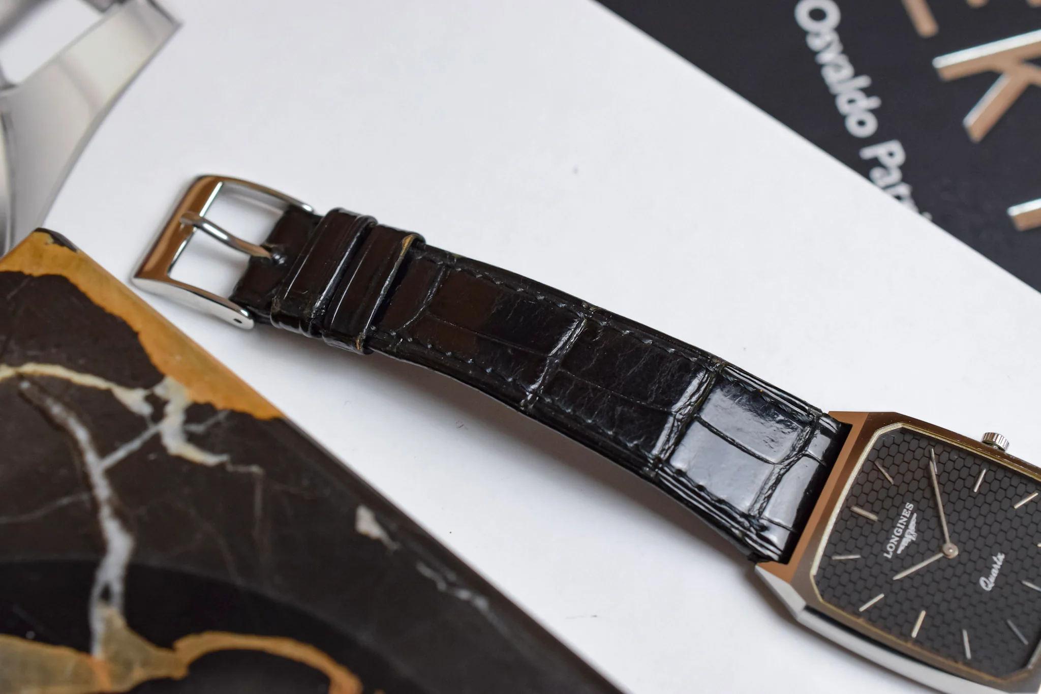 Vintage Longines Quartz Black Brick Dial Octo - Image 7
