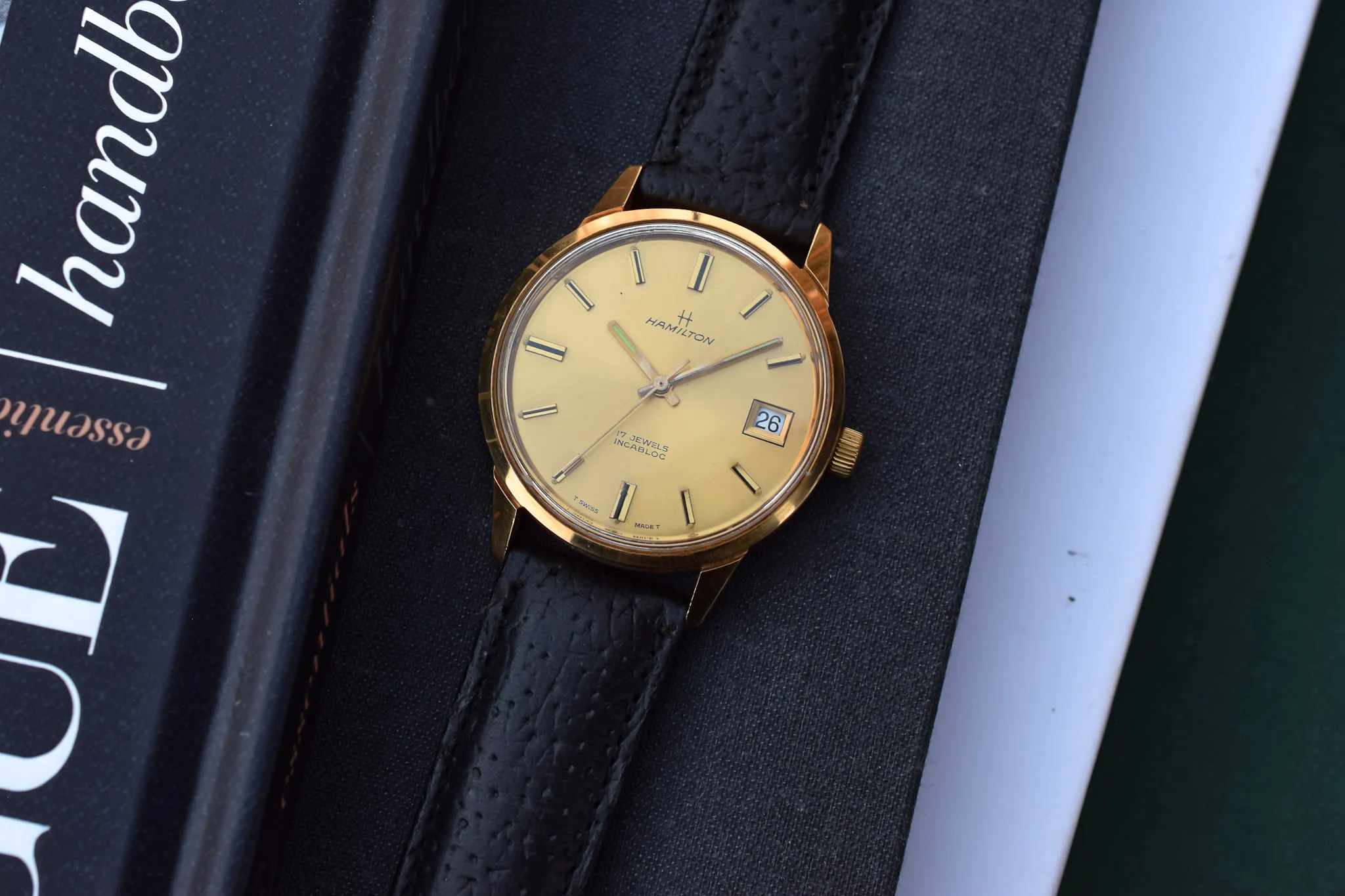 Vintage Mechanical Gold Tone Hamilton Watch - Image 8