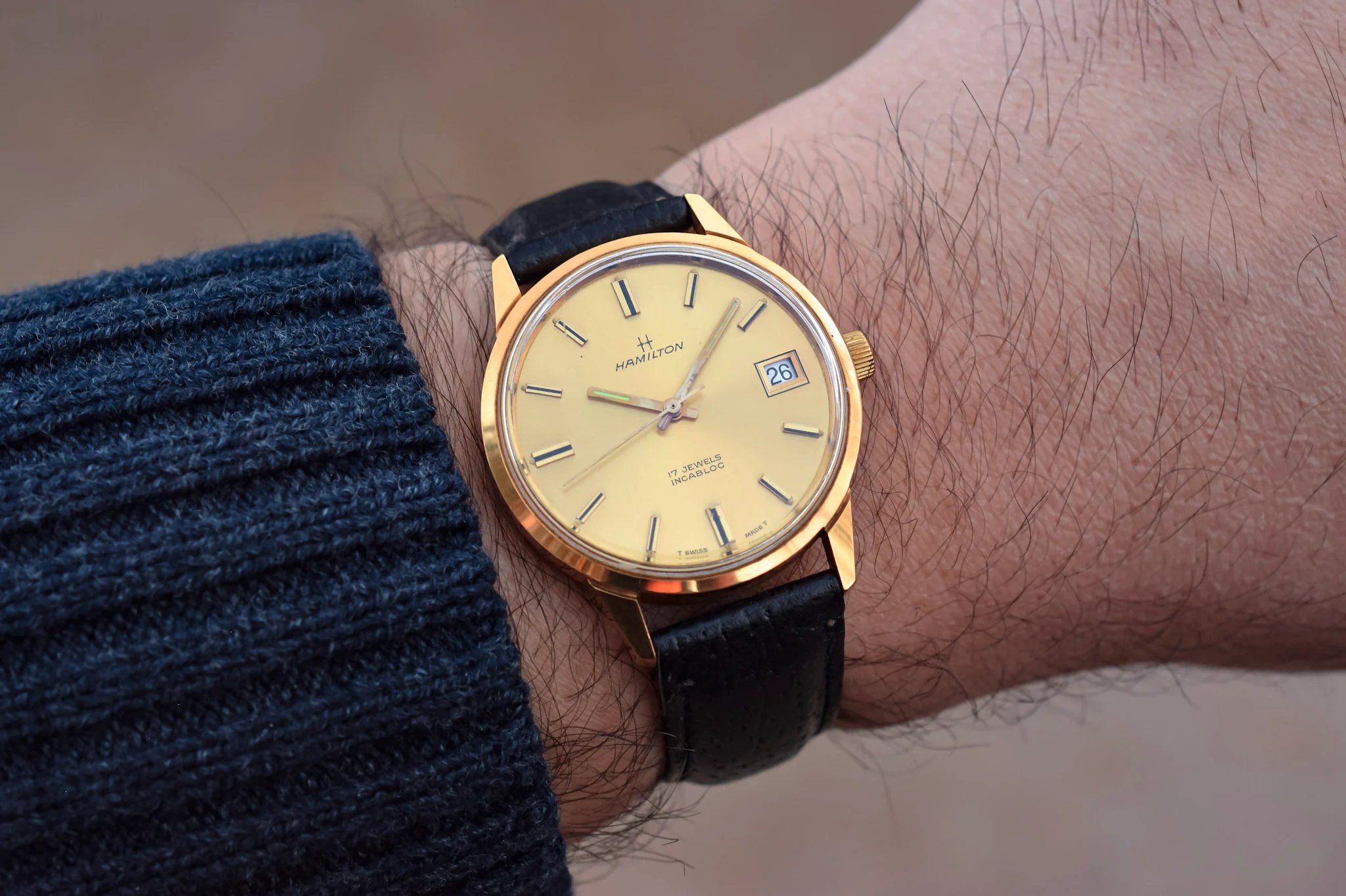 Vintage Mechanical Gold Tone Hamilton Watch - Image 9