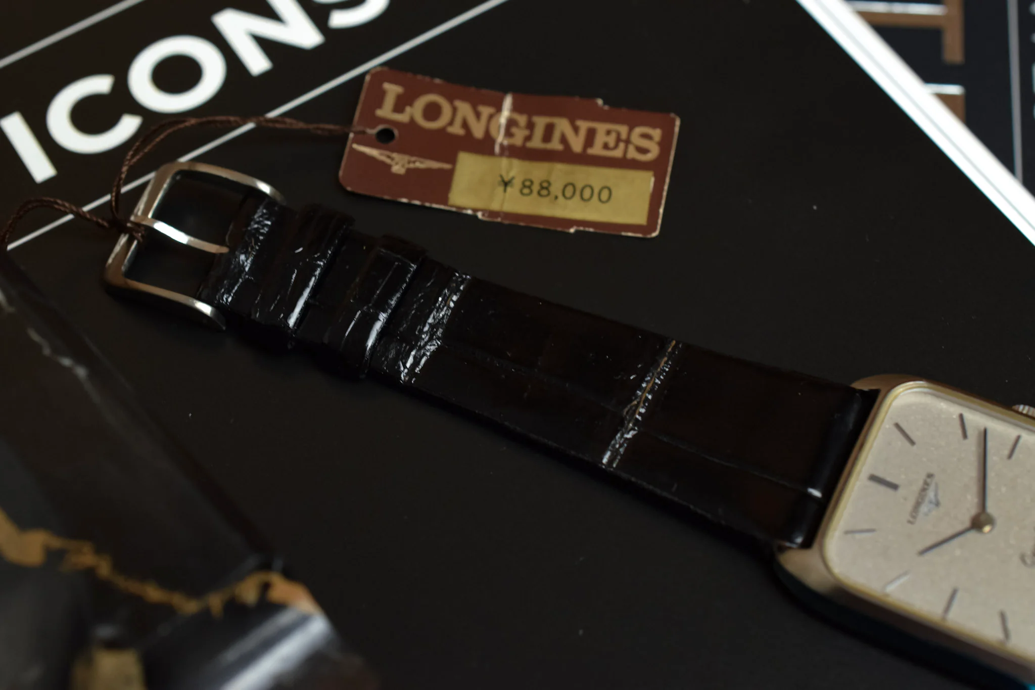 Vintage NOS Longines Quartz Sparkle Dial Steel Tank - Image 9