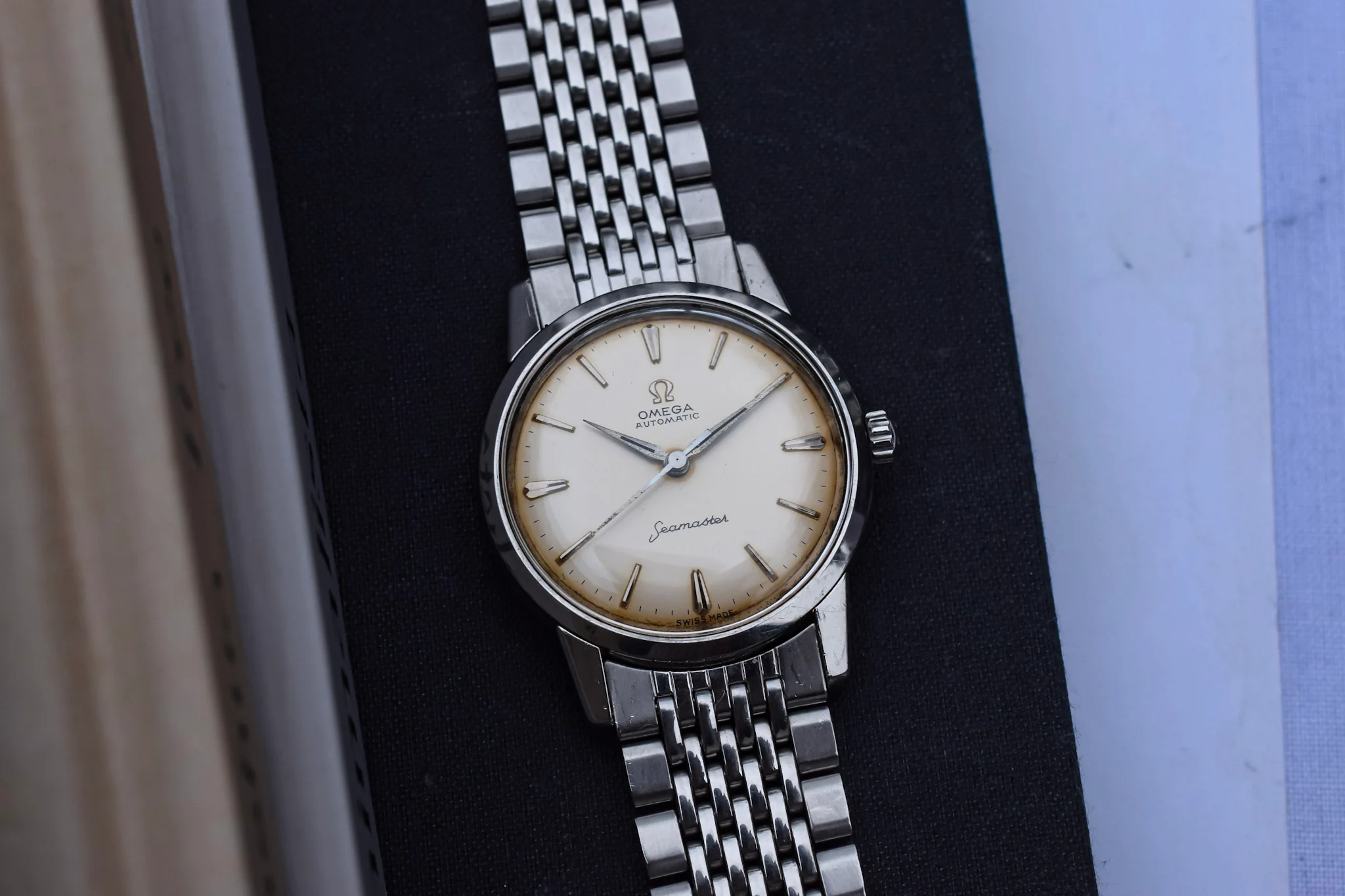 Vintage Omega Seamaster with Original Beads of Rice Bracelet - Image 3