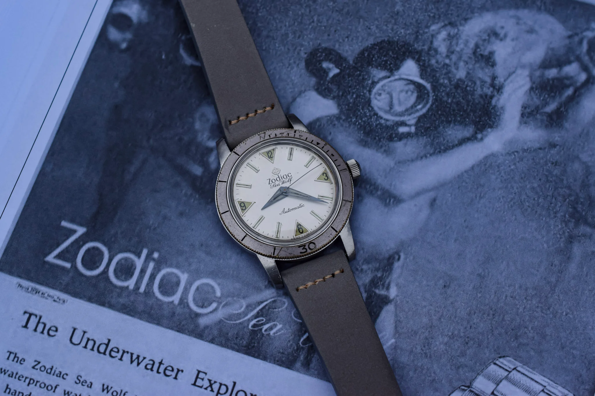 Vintage Zodiac Sea Wolf White Dial - Image 2